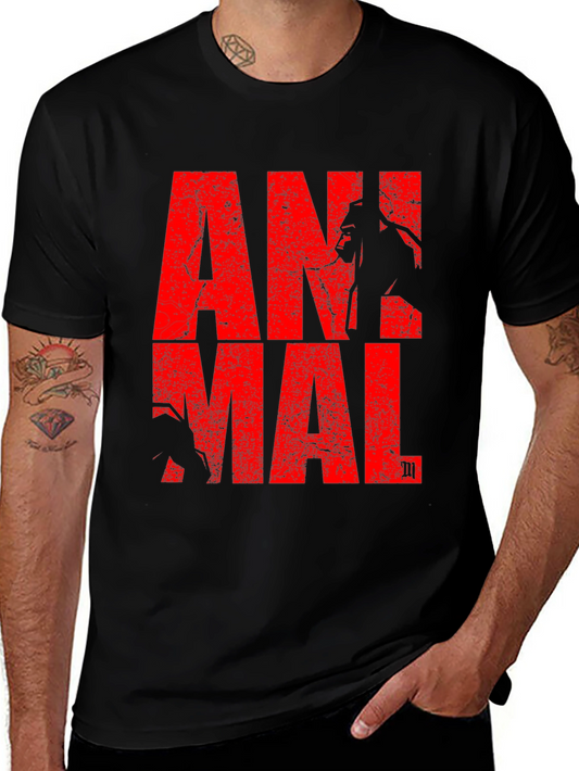 Animal Graphic Tee - Red Print on Black