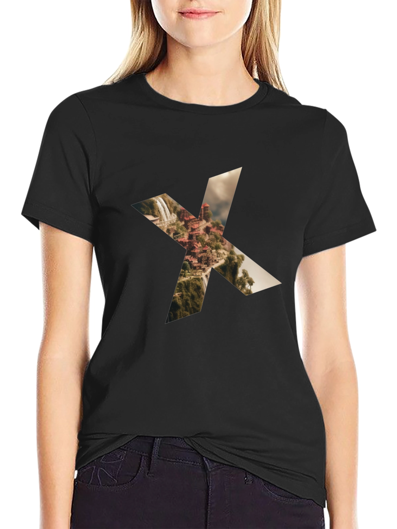 Waterfall X Graphic Black Tee