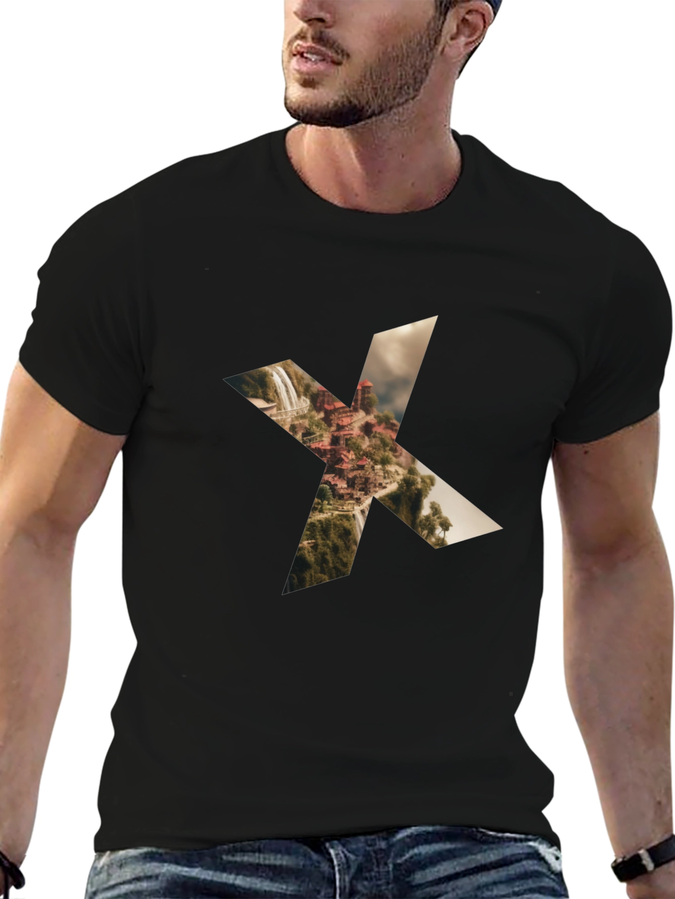 Waterfall X Graphic Black Tee