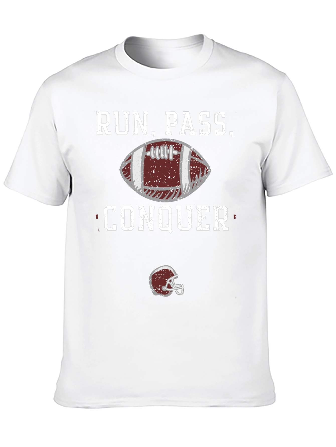 Run Pass Conquer Football Graphic T-Shirt