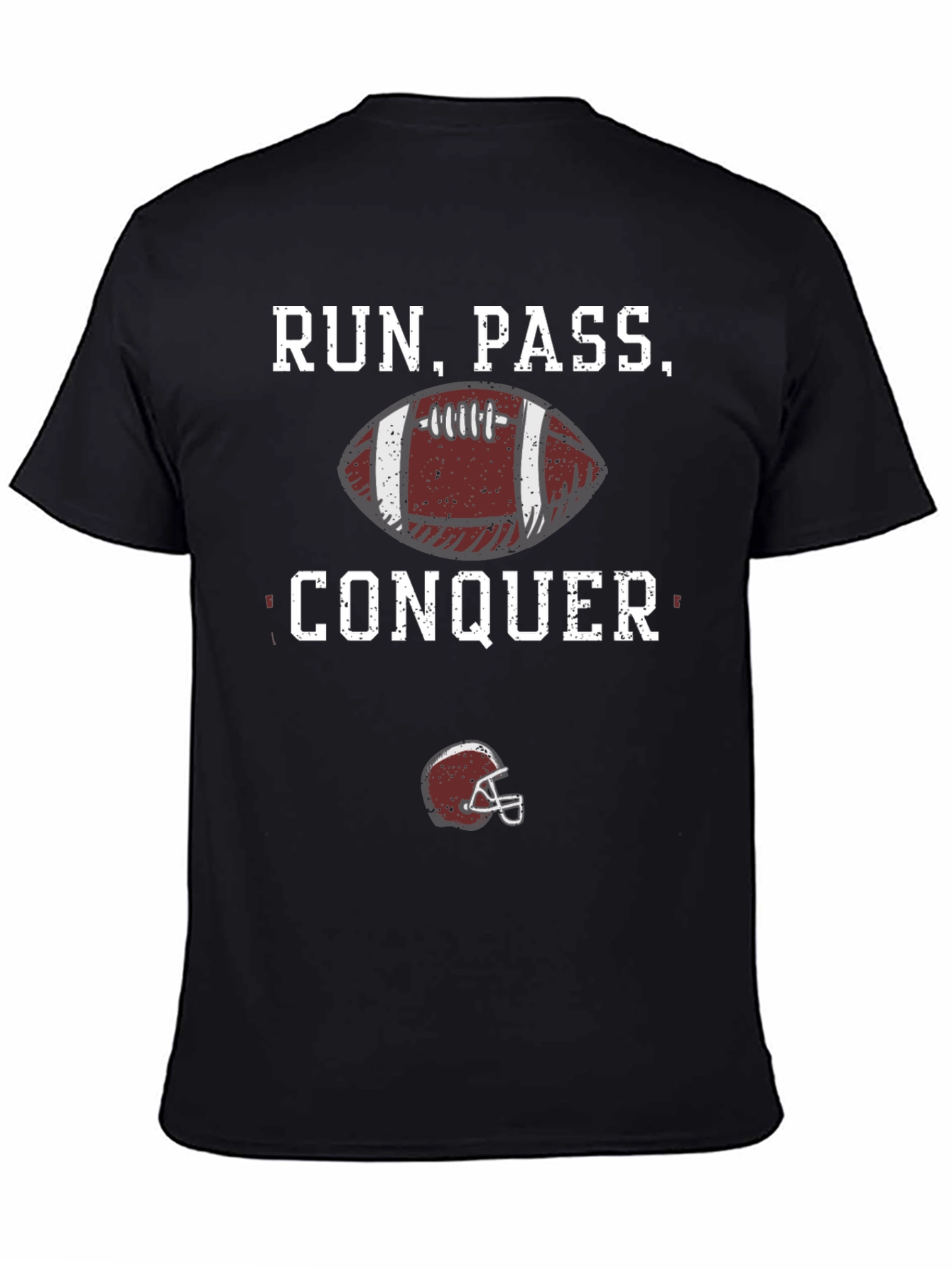 Run Pass Conquer Football Graphic T-Shirt