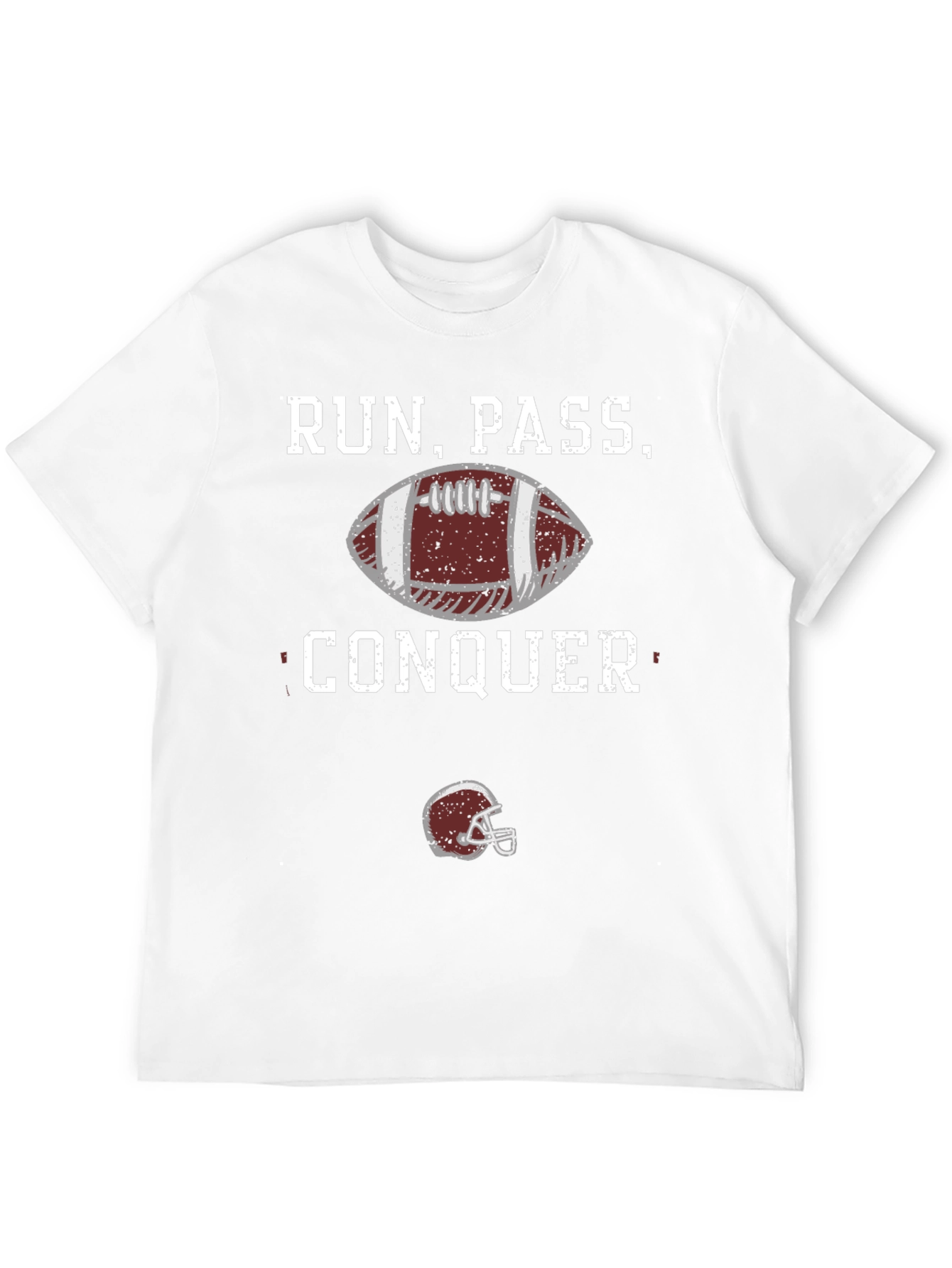 Run Pass Conquer Football Graphic T-Shirt