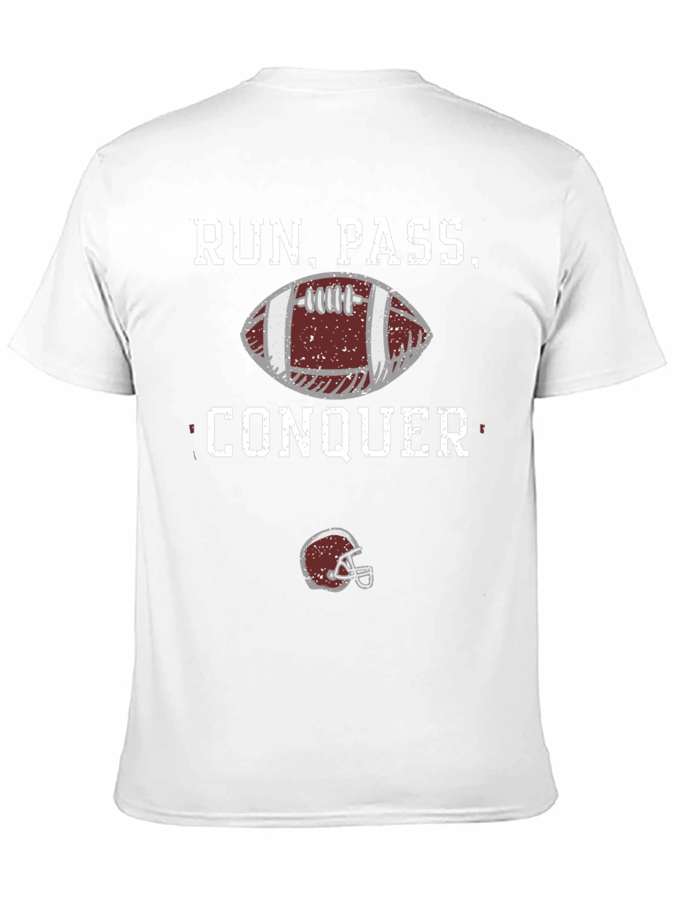 Run Pass Conquer Football Graphic T-Shirt