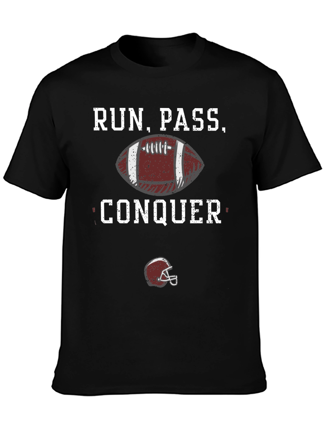 Run Pass Conquer Football Graphic T-Shirt