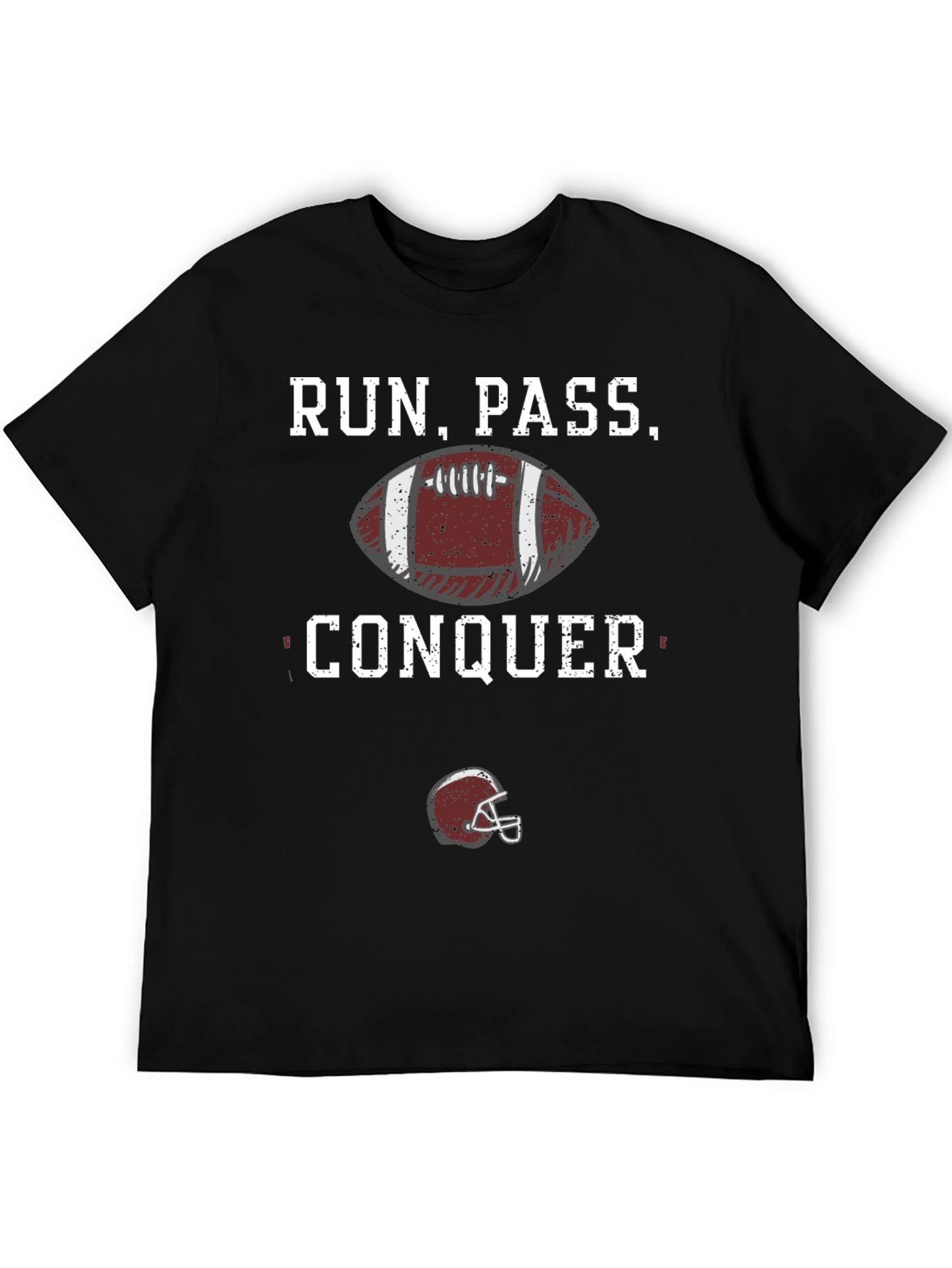 Run Pass Conquer Football Graphic T-Shirt
