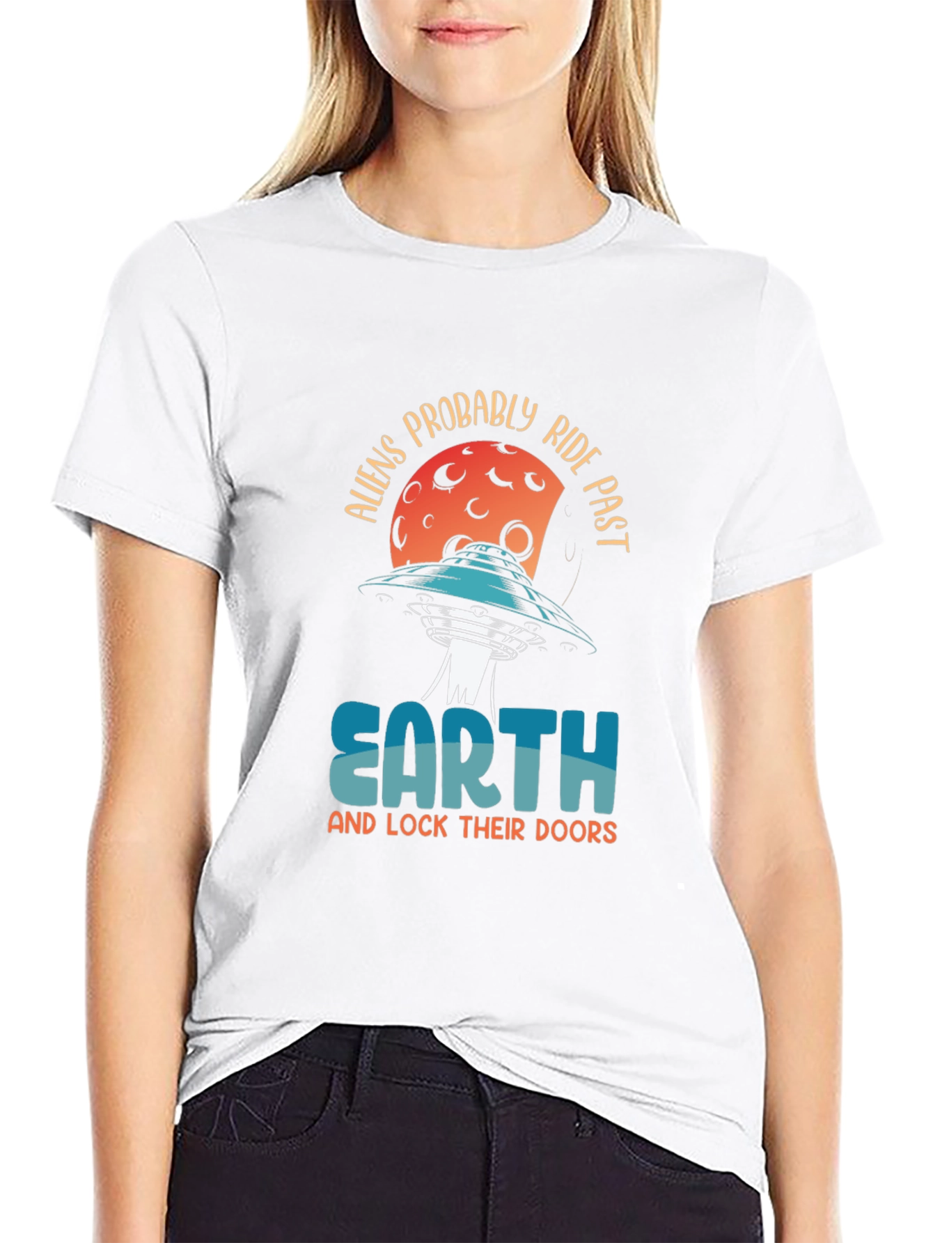 Aliens Probably Ride Past Earth Black Graphic Tee