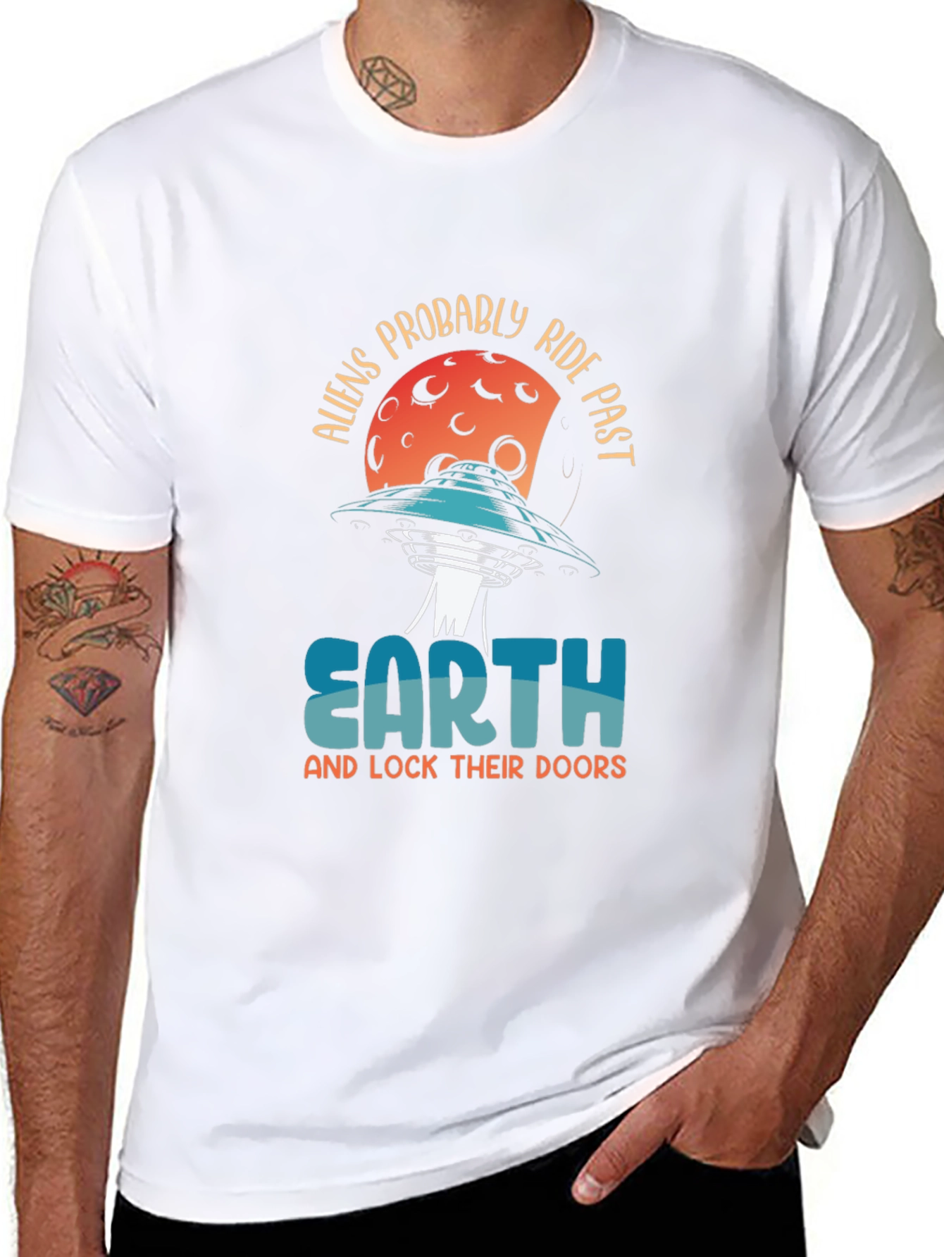 Aliens Probably Ride Past Earth Black Graphic Tee
