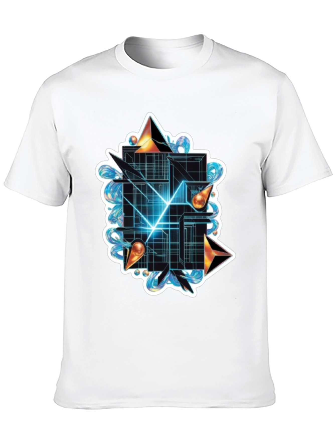 Abstract Geometric Graphic Tee - Stylish Black T-Shirt