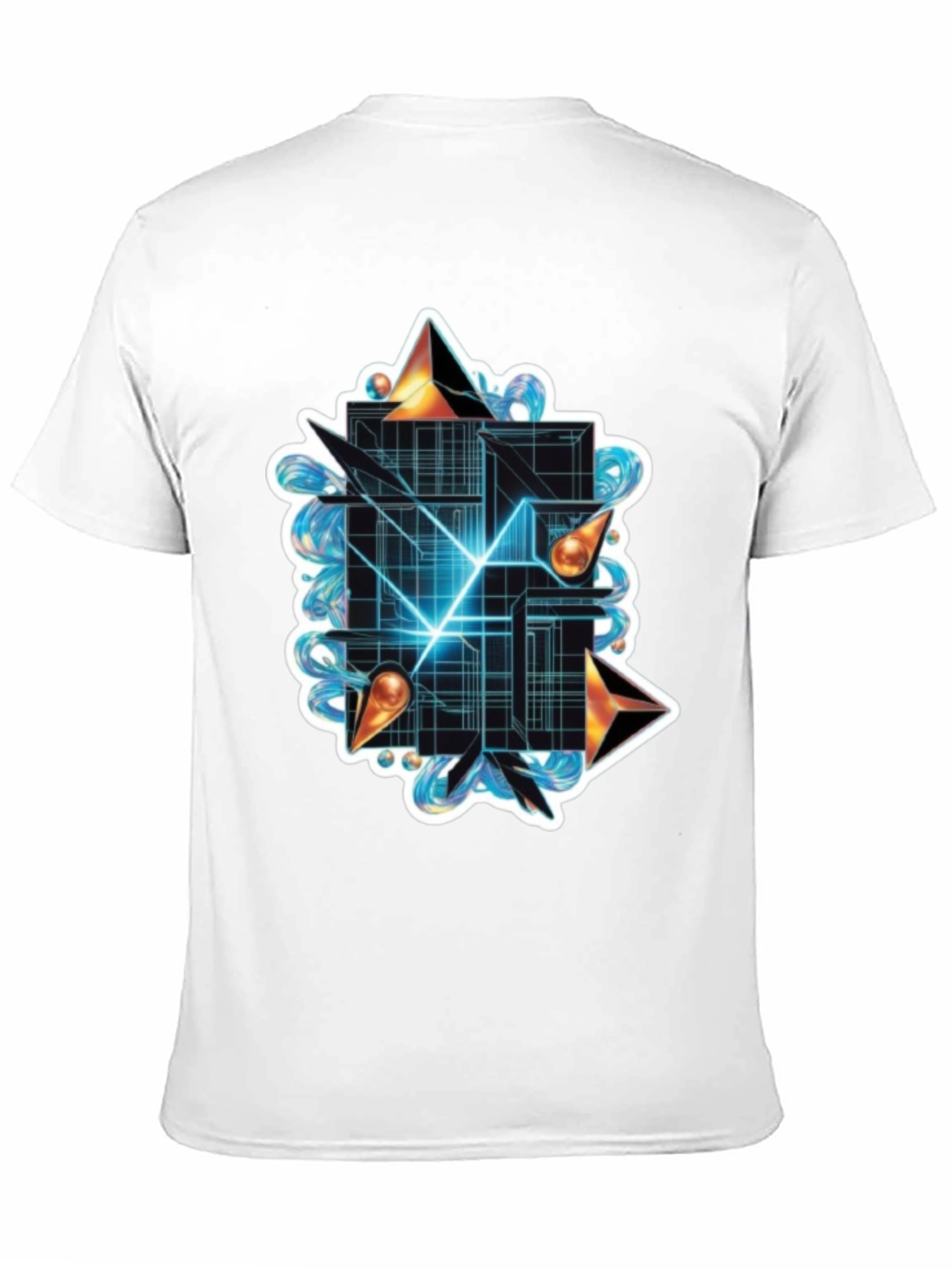 Abstract Geometric Graphic Tee - Stylish Black T-Shirt
