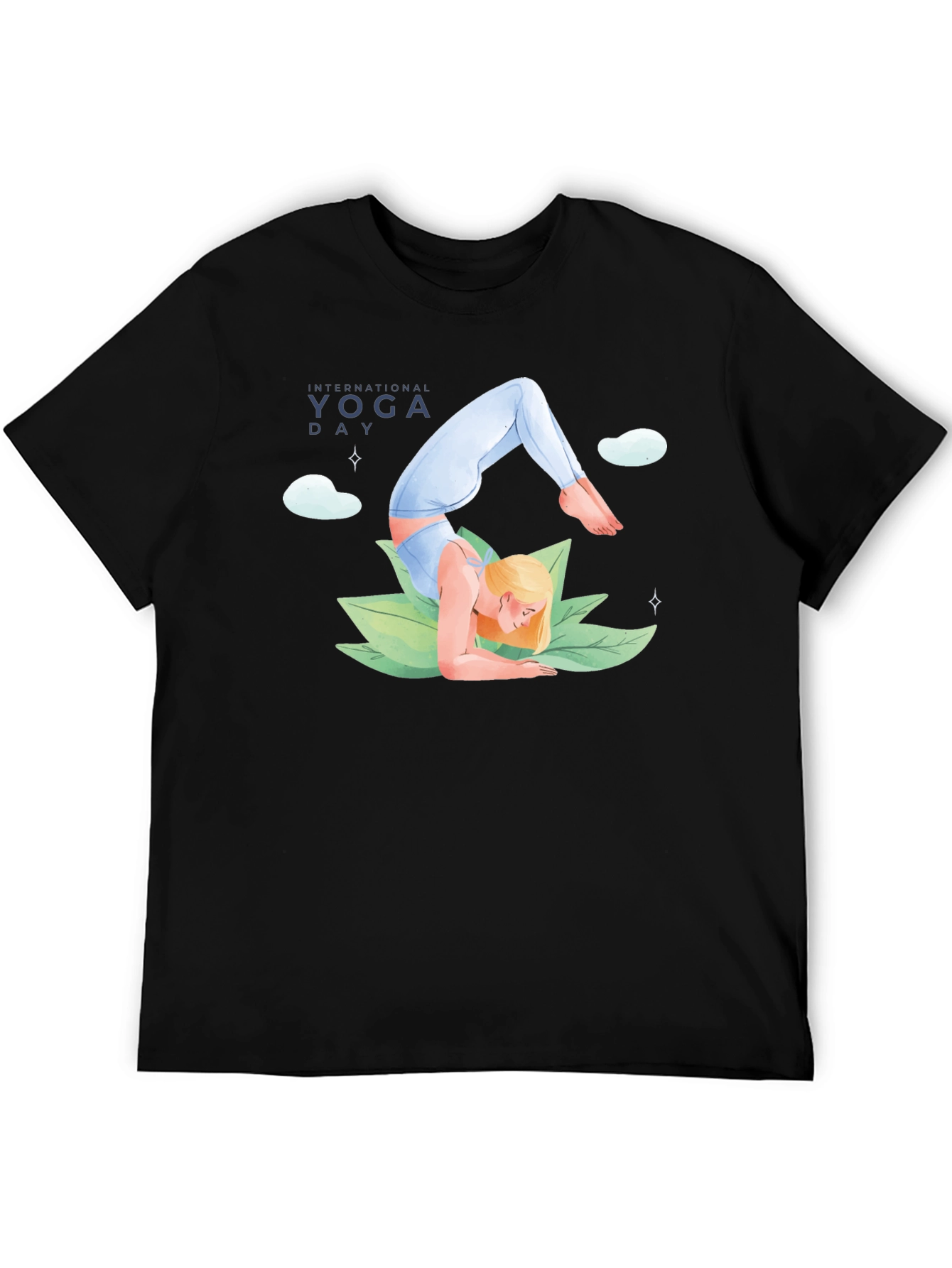 Yoga Day Graphic Tee - Black Cotton