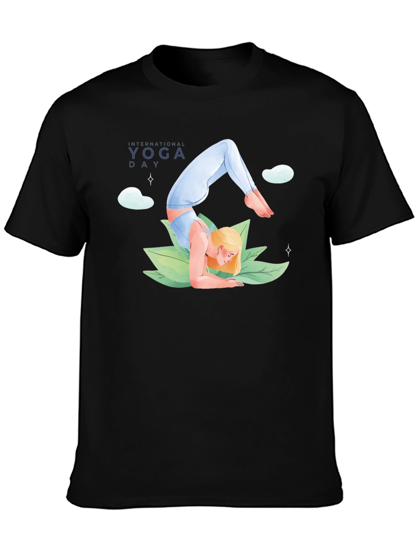 Yoga Day Graphic Tee - Black Cotton