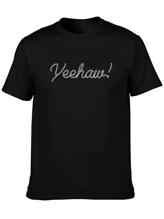 Yeehaw! Rope Lettering Tee - Black Cotton T-Shirt