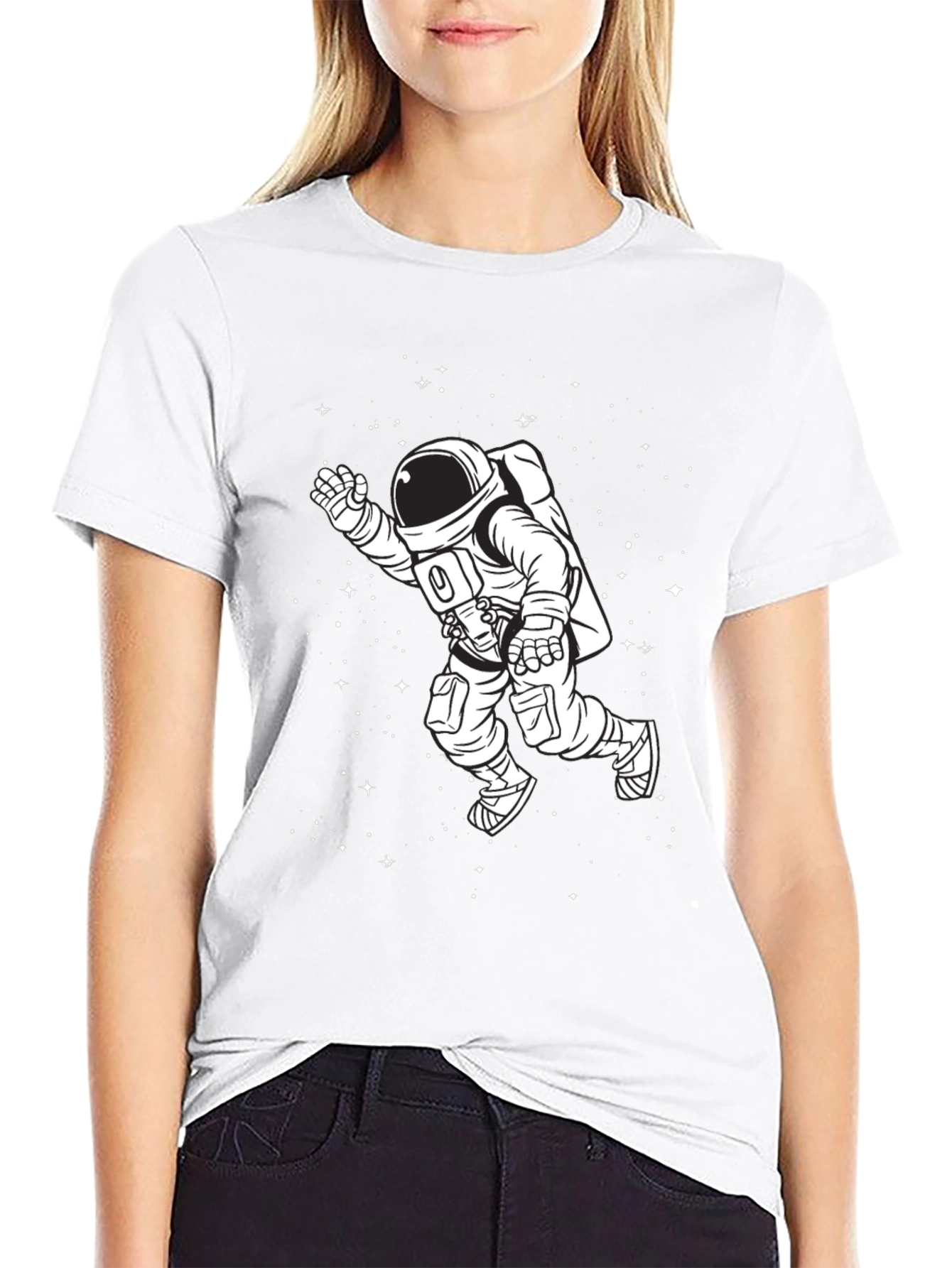 Astronaut in Space Black T-Shirt