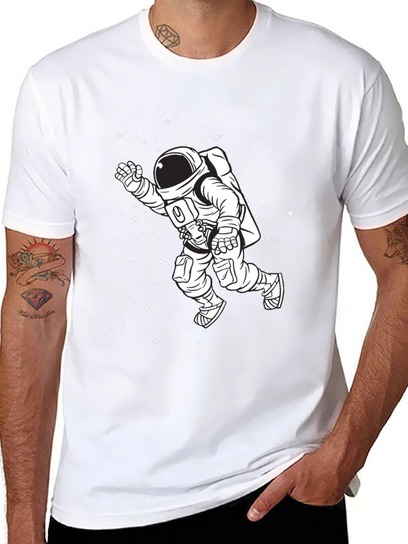 Astronaut in Space Black T-Shirt