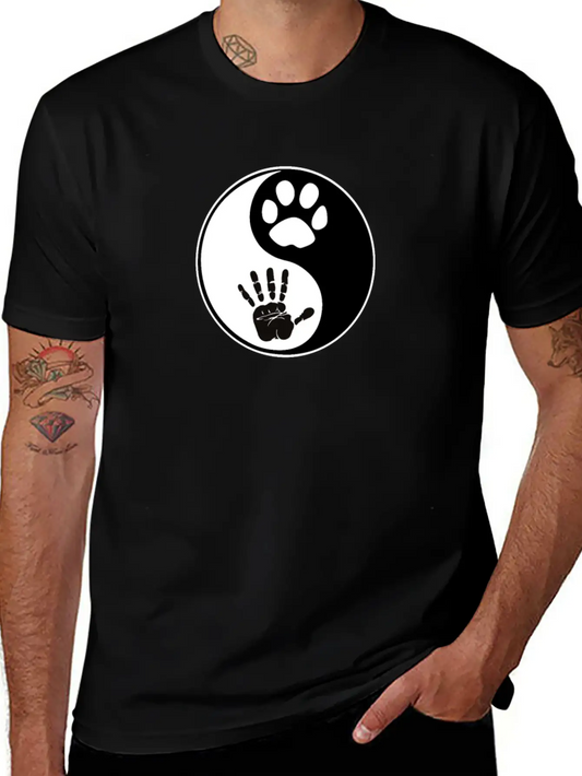 Yin Yang Dog Harmony Lightweight Cotton T-Shirt – Daily Comfort Graphic Shirt
