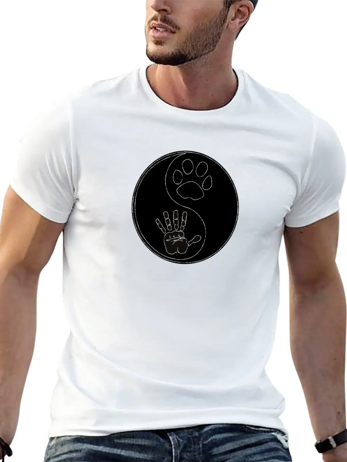 Yin Yang Dog Harmony Lightweight Cotton T-Shirt – Daily Comfort Graphic Shirt