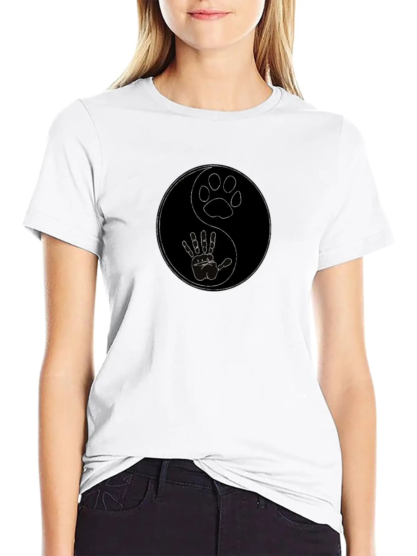 Yin Yang Dog Harmony Lightweight Cotton T-Shirt – Daily Comfort Graphic Shirt