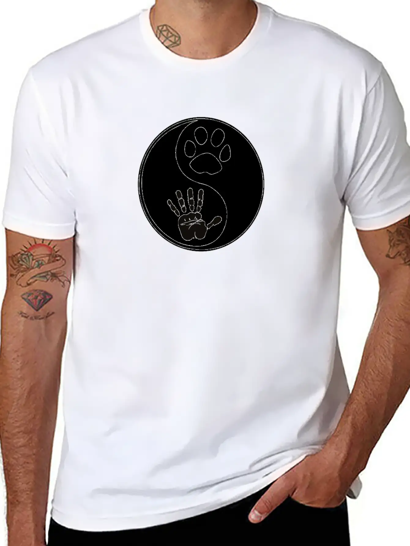 Yin Yang Dog Harmony Lightweight Cotton T-Shirt – Daily Comfort Graphic Shirt