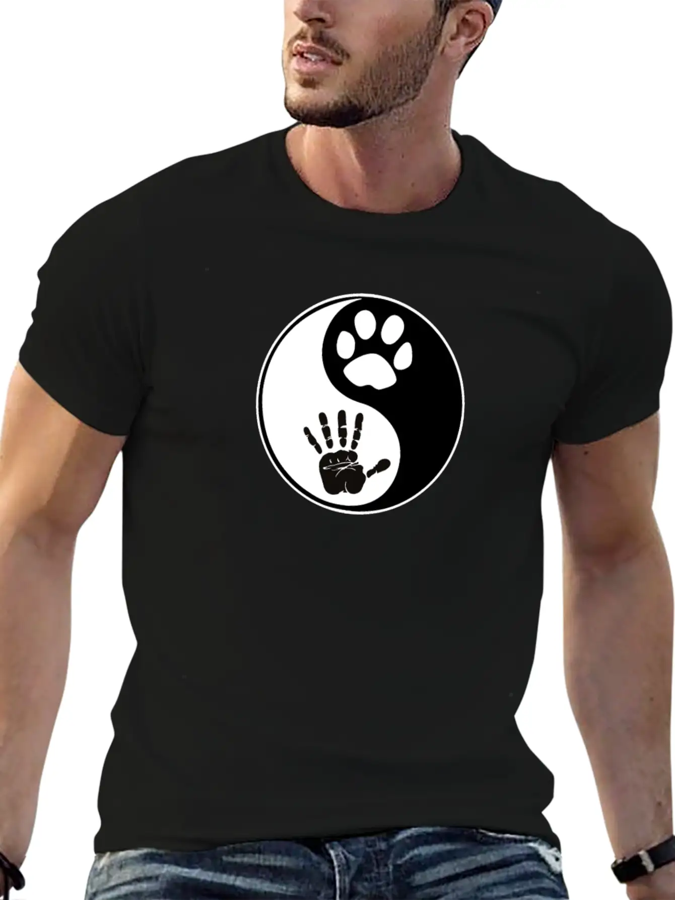 Yin Yang Dog Harmony Lightweight Cotton T-Shirt – Daily Comfort Graphic Shirt
