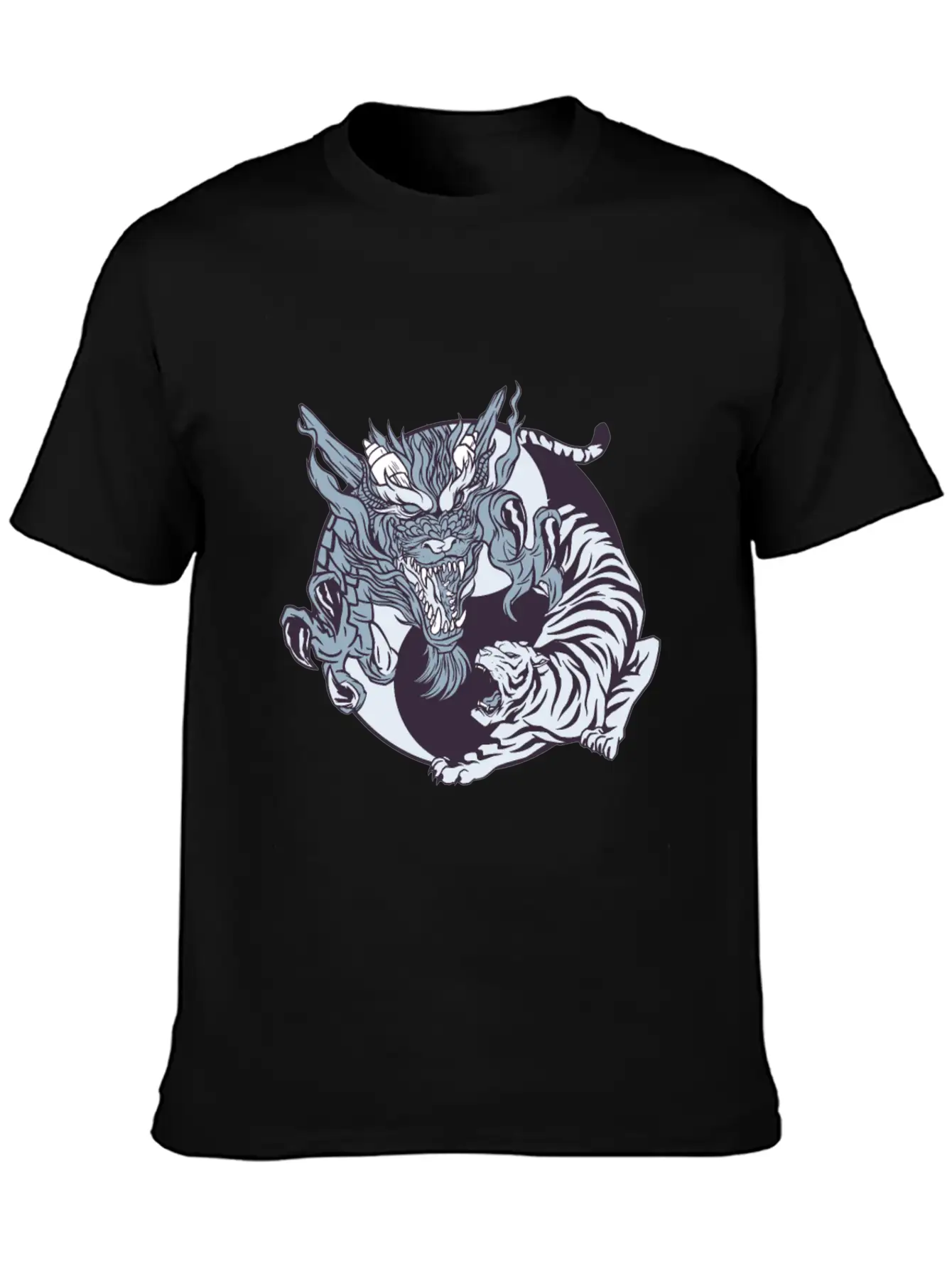 Yin Yang Dragon And Tiger Lightweight Cotton T-Shirt – Daily Comfort Graphic Shirt