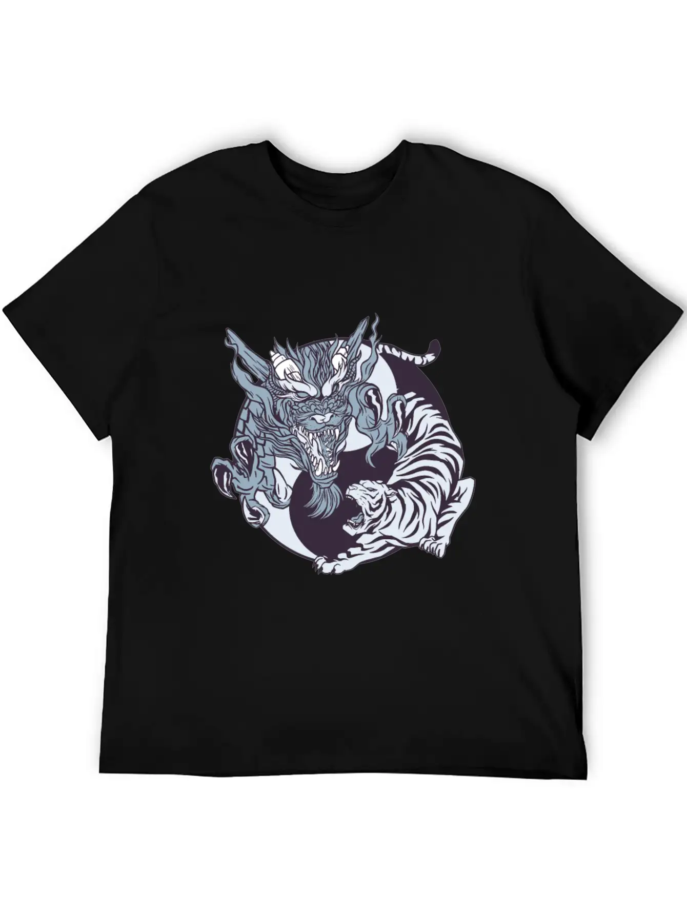 Yin Yang Dragon And Tiger Lightweight Cotton T-Shirt – Daily Comfort Graphic Shirt