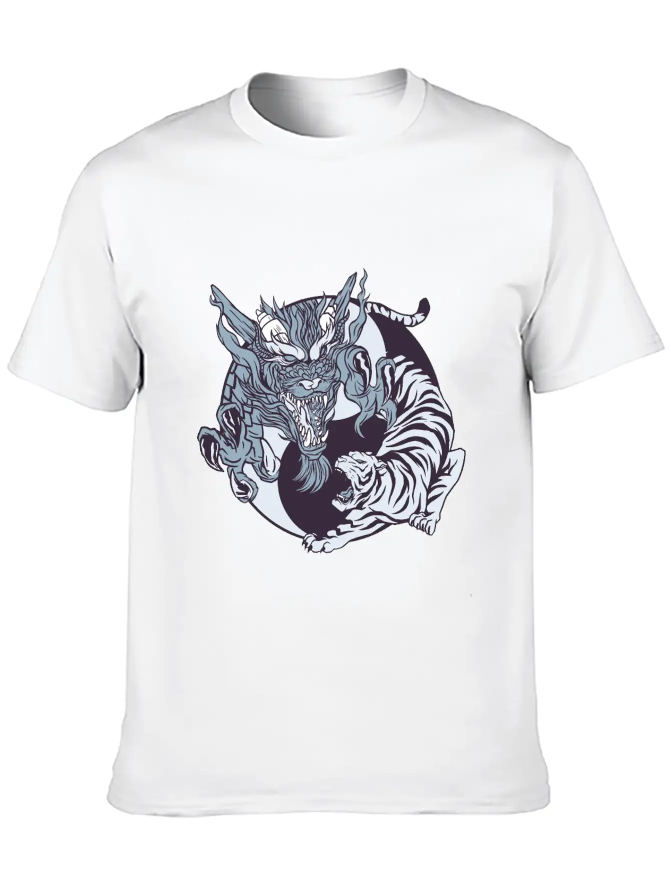 Yin Yang Dragon And Tiger Lightweight Cotton T-Shirt – Daily Comfort Graphic Shirt