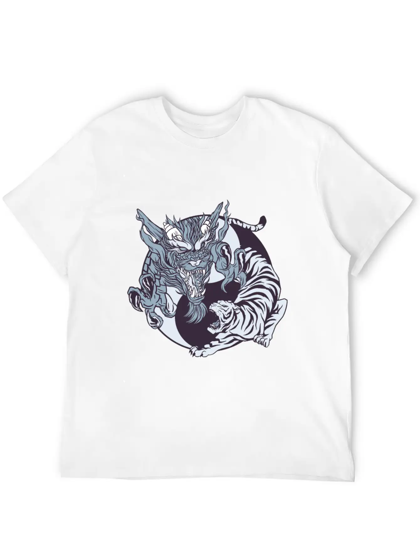 Yin Yang Dragon And Tiger Lightweight Cotton T-Shirt – Daily Comfort Graphic Shirt