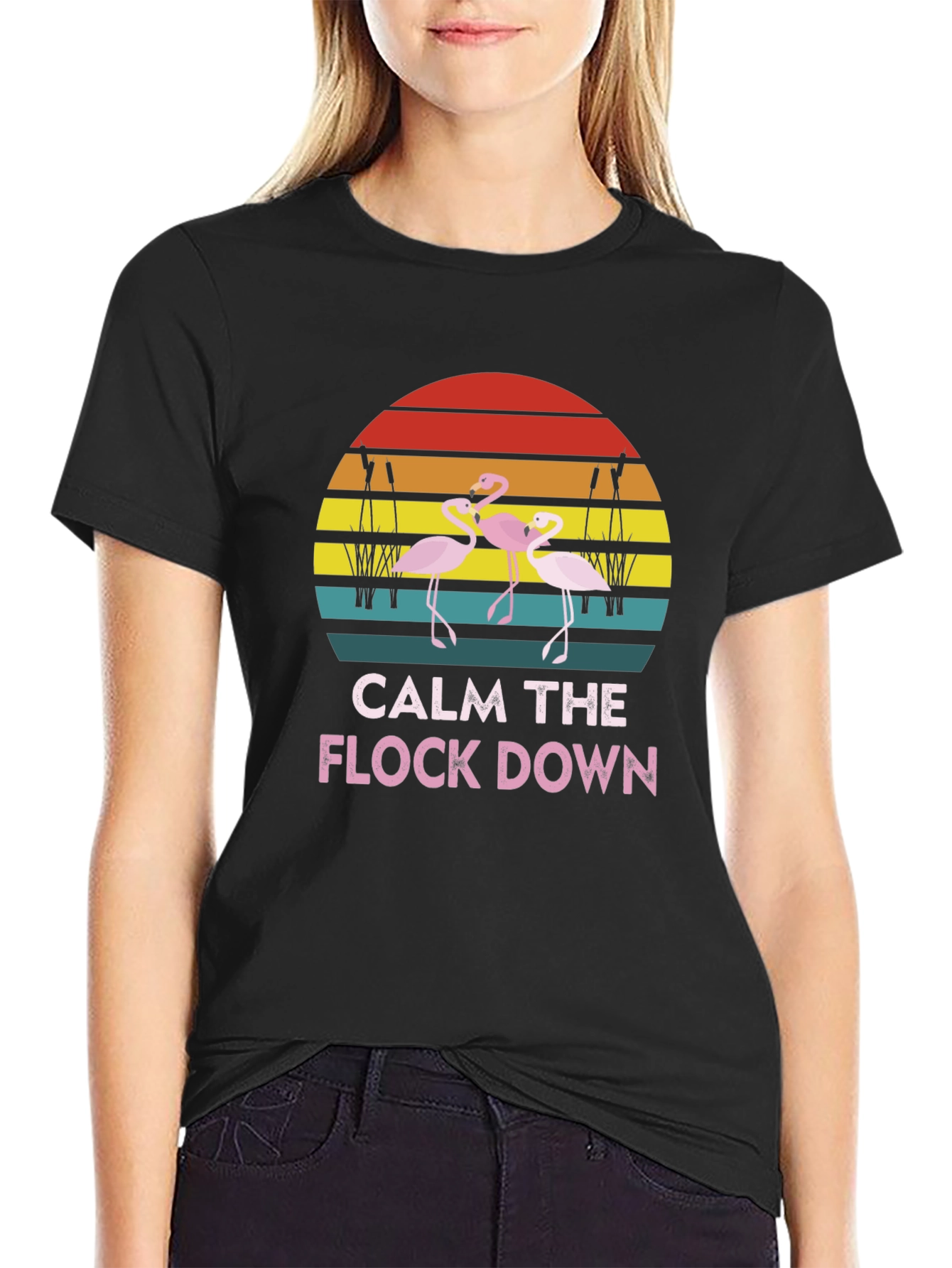 Calm The Flock Down Flamingo T-Shirt