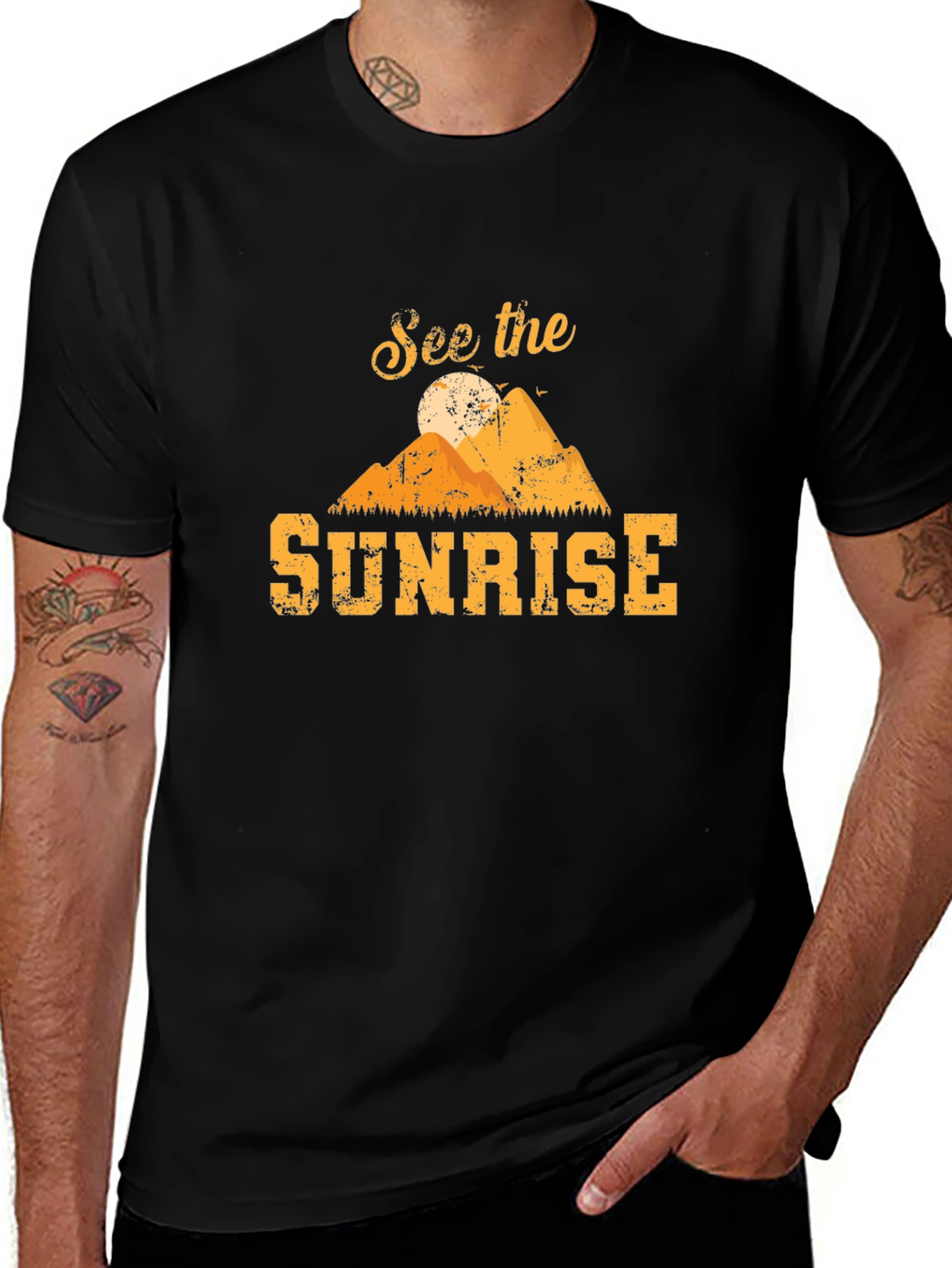 See the Sunrise Graphic T-Shirt - Mountain Design