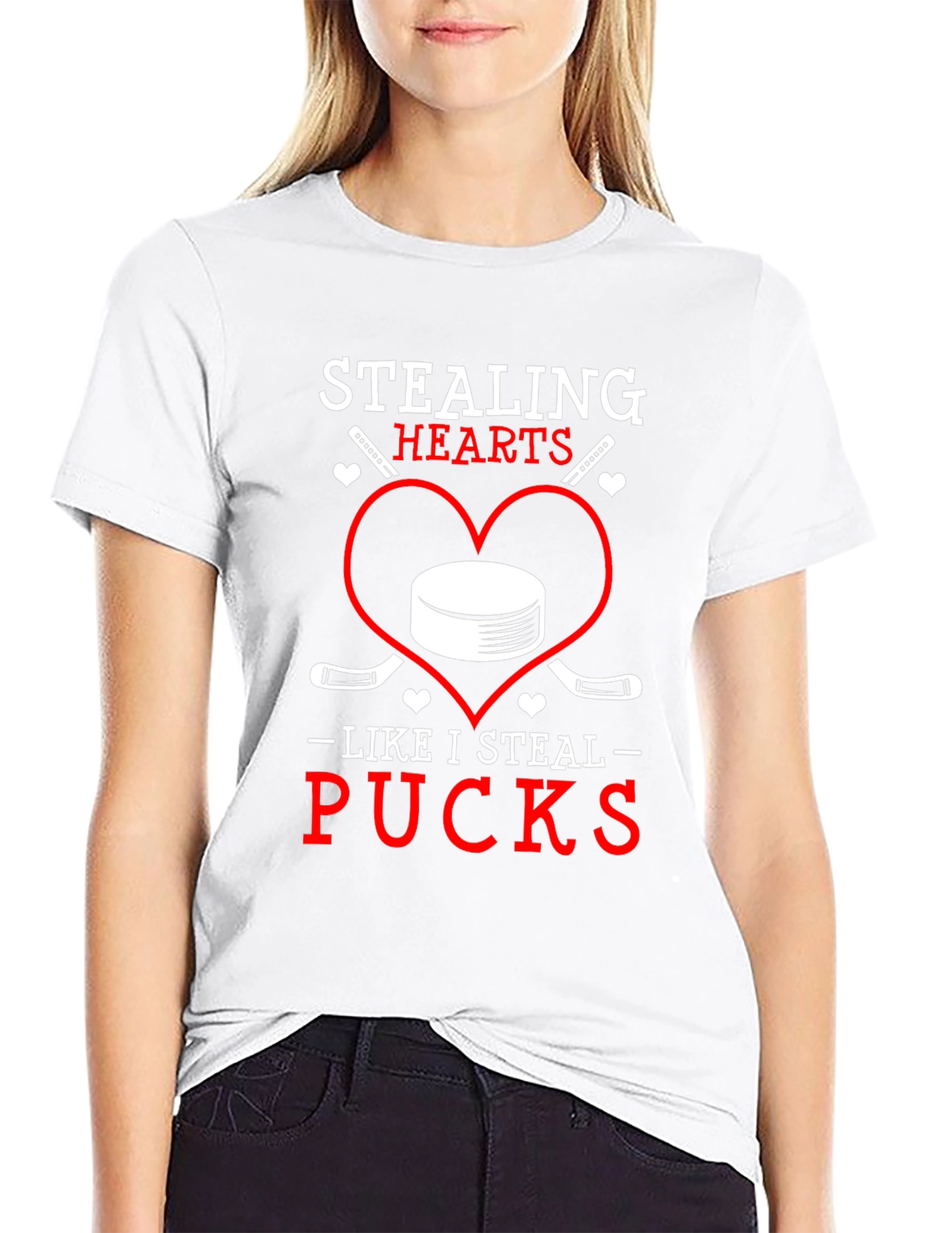 Stealing Hearts Pucks Graphic T-Shirt