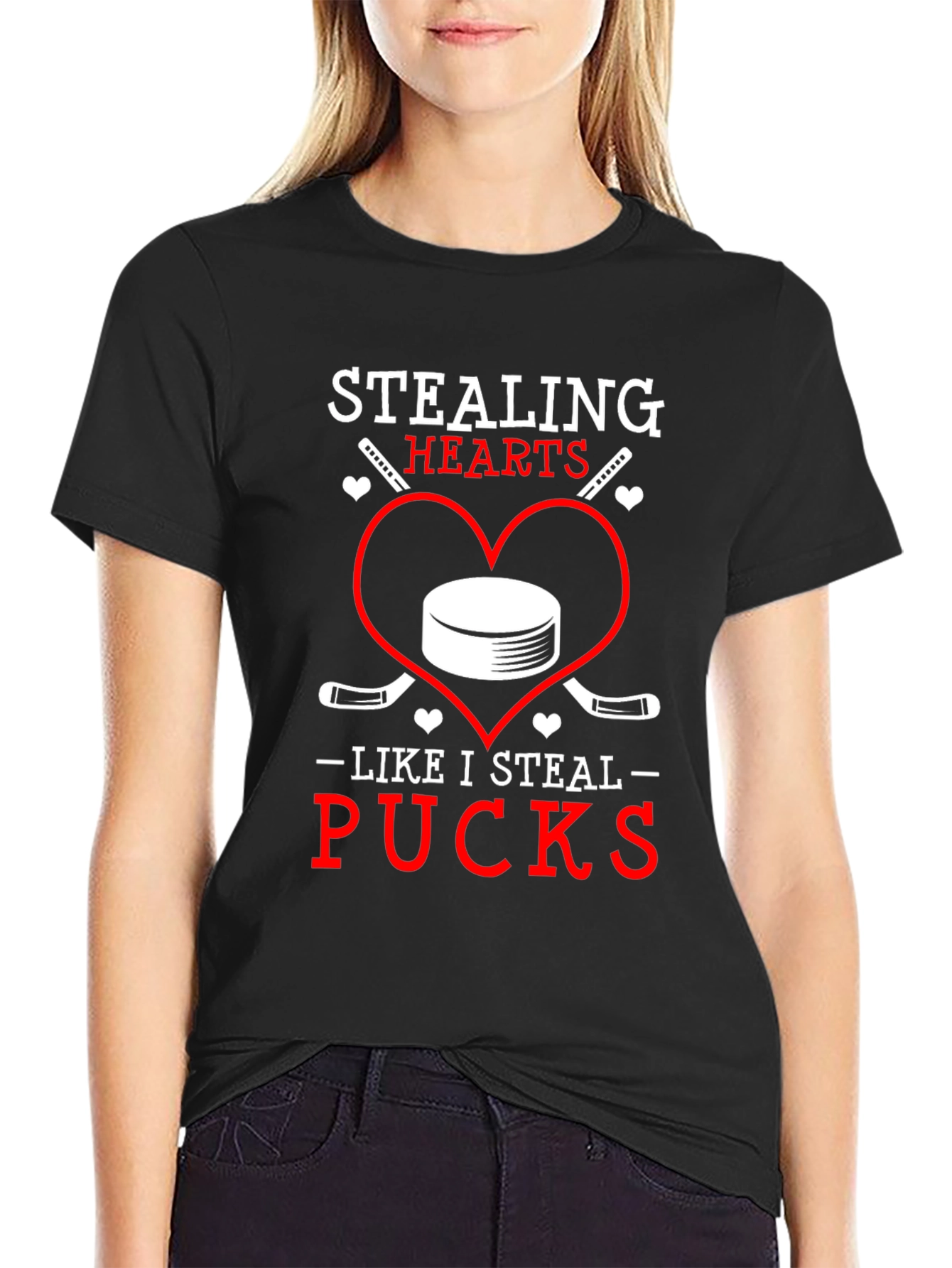 Stealing Hearts Pucks Graphic T-Shirt