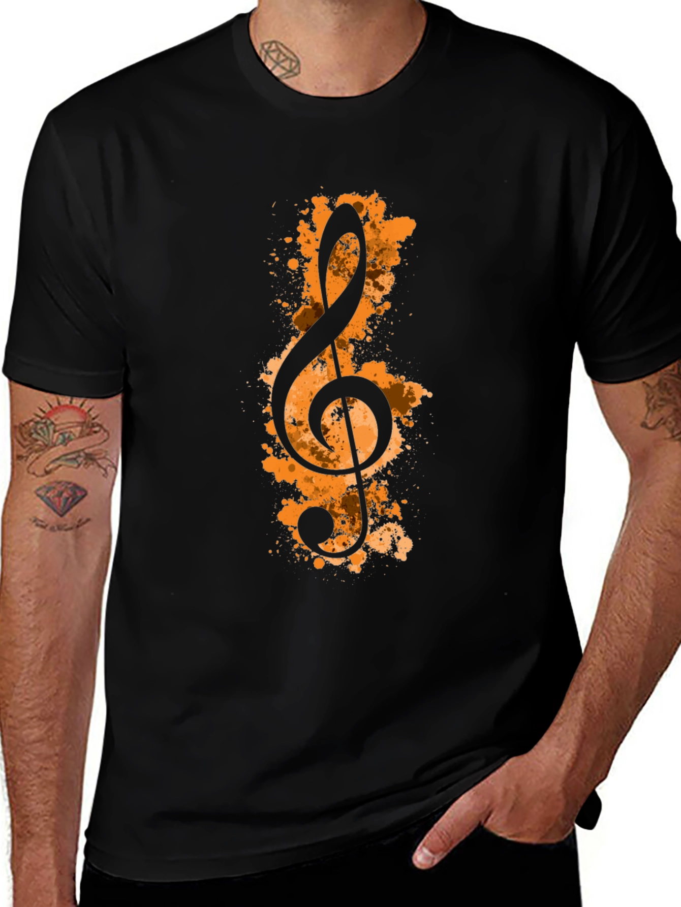 Treble Clef Graphic Black T-Shirt