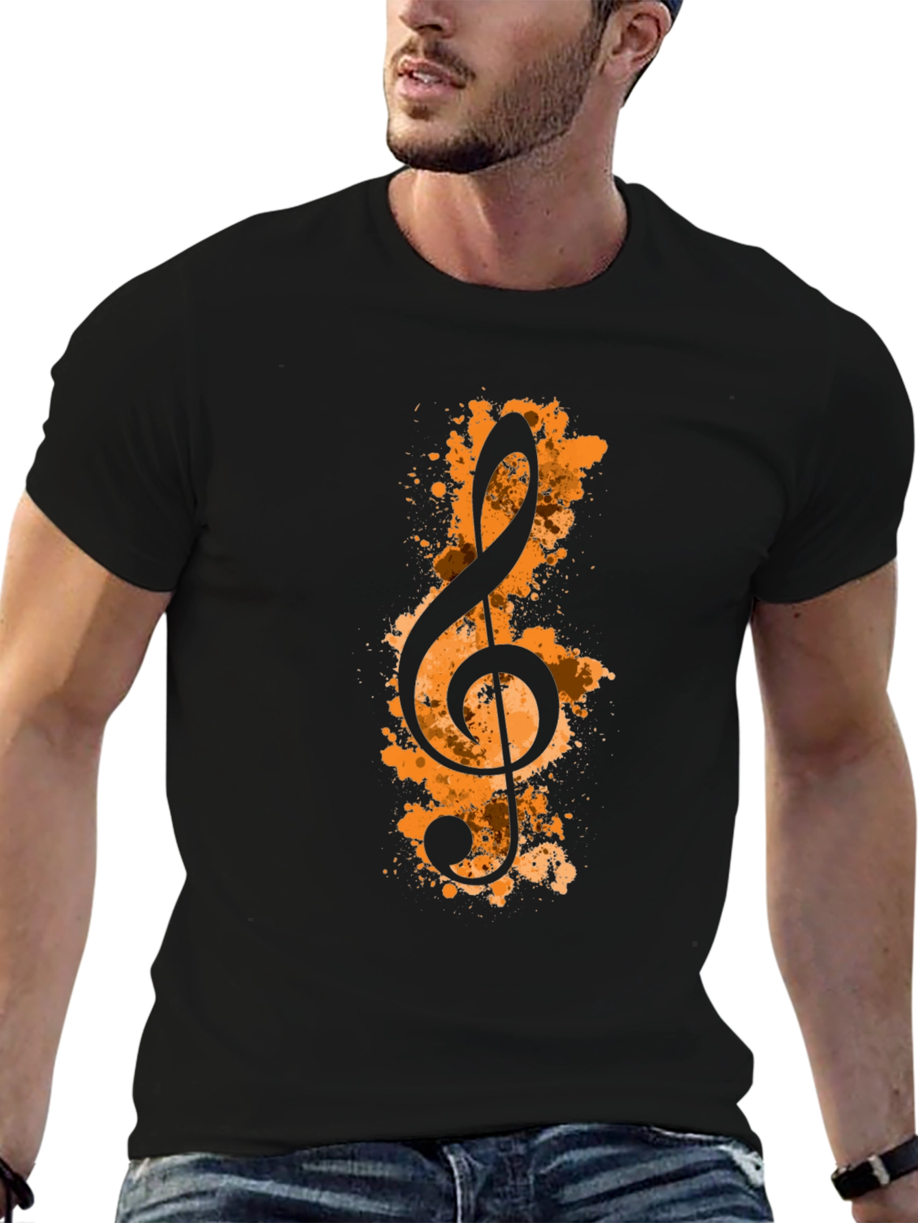 Treble Clef Graphic Black T-Shirt