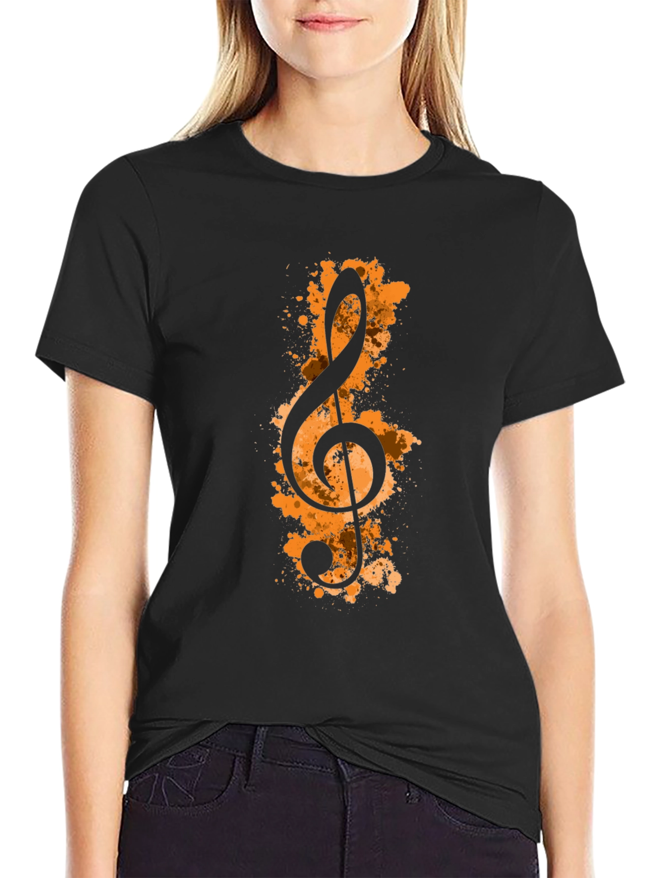 Treble Clef Graphic Black T-Shirt