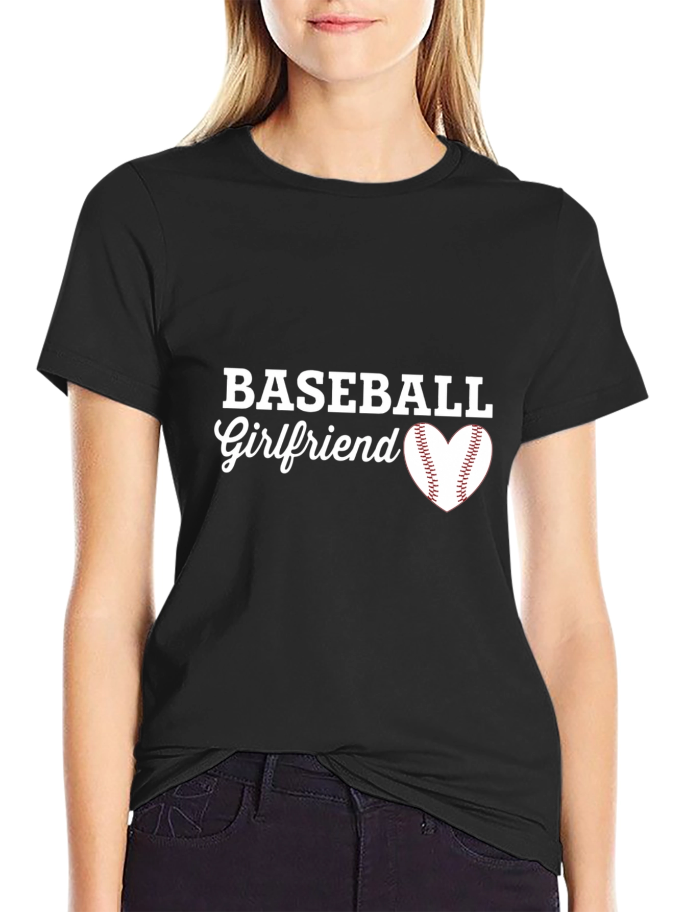 Baseball Girlfriend T-Shirt - Heart Design