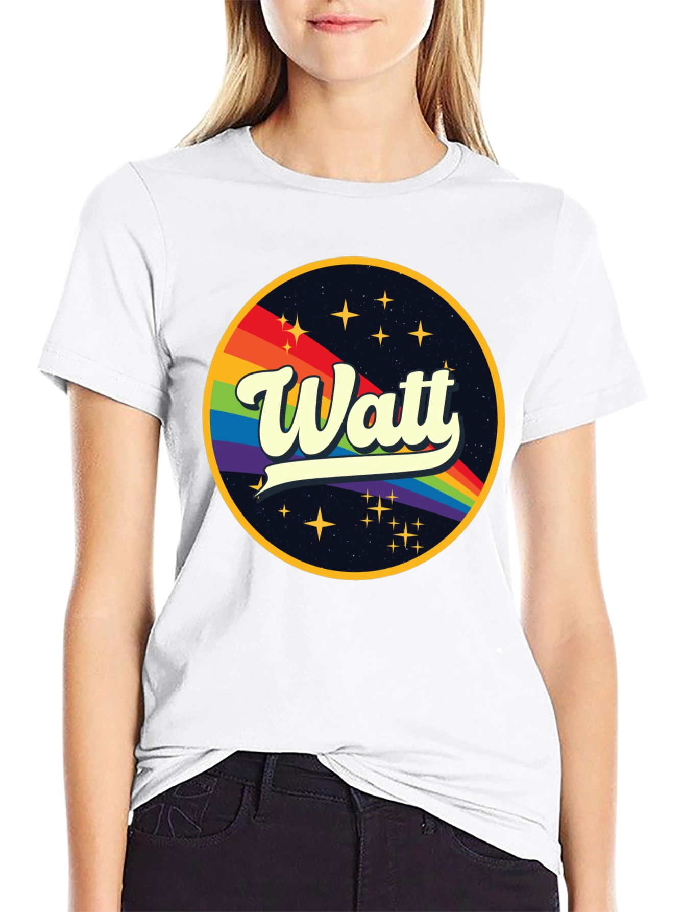 Watt Rainbow Graphic Black T-Shirt