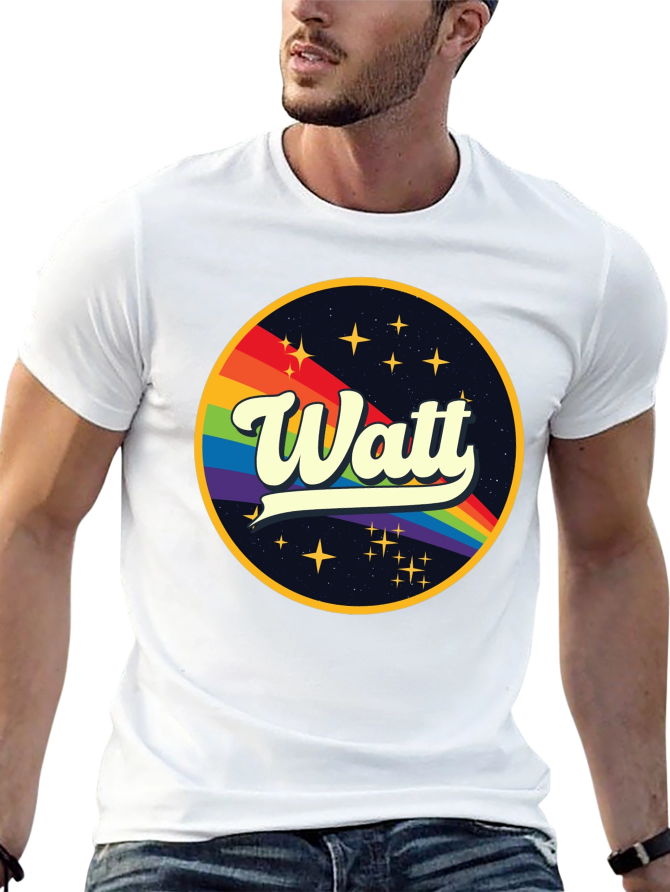 Watt Rainbow Graphic Black T-Shirt