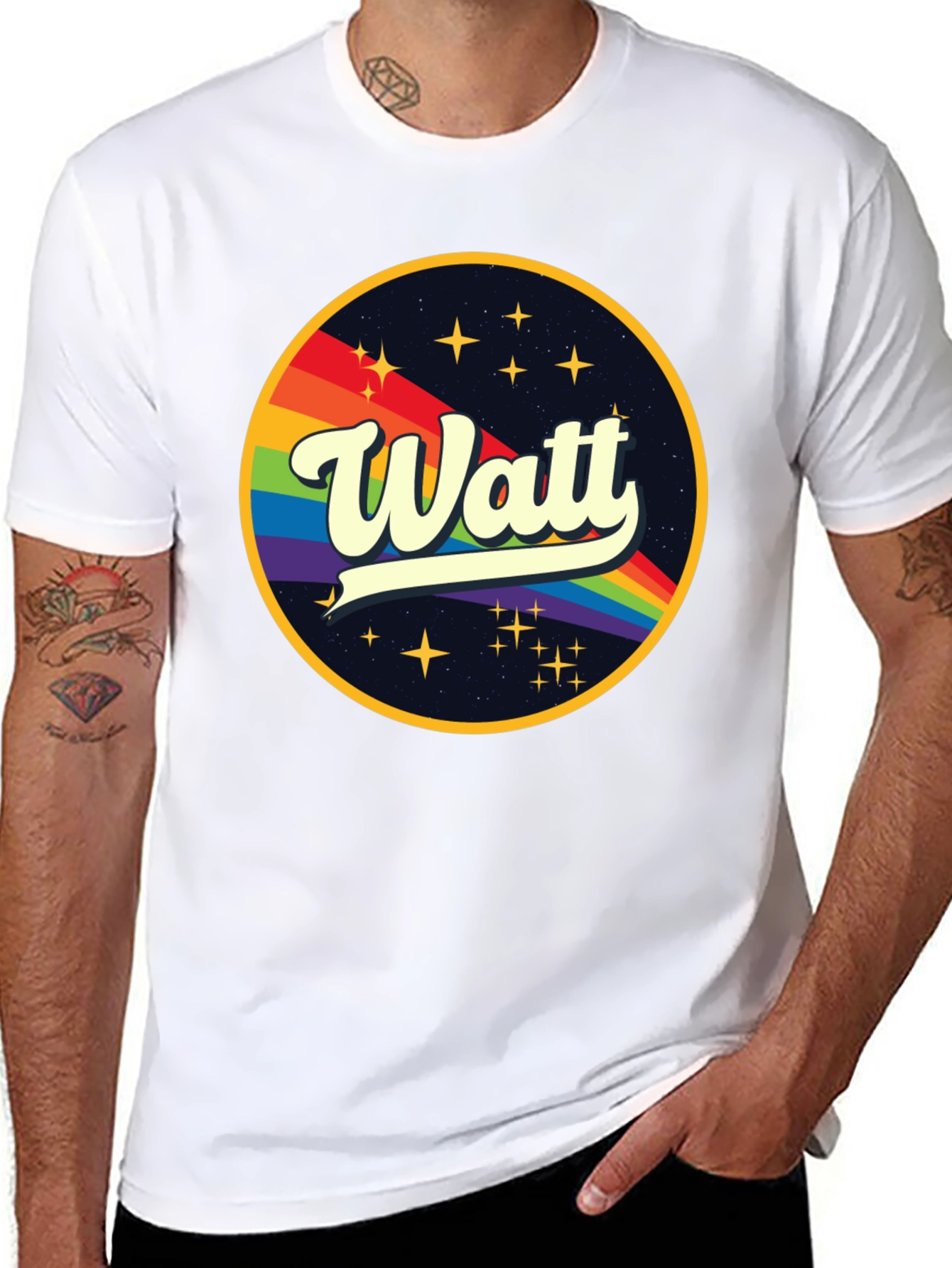 Watt Rainbow Graphic Black T-Shirt