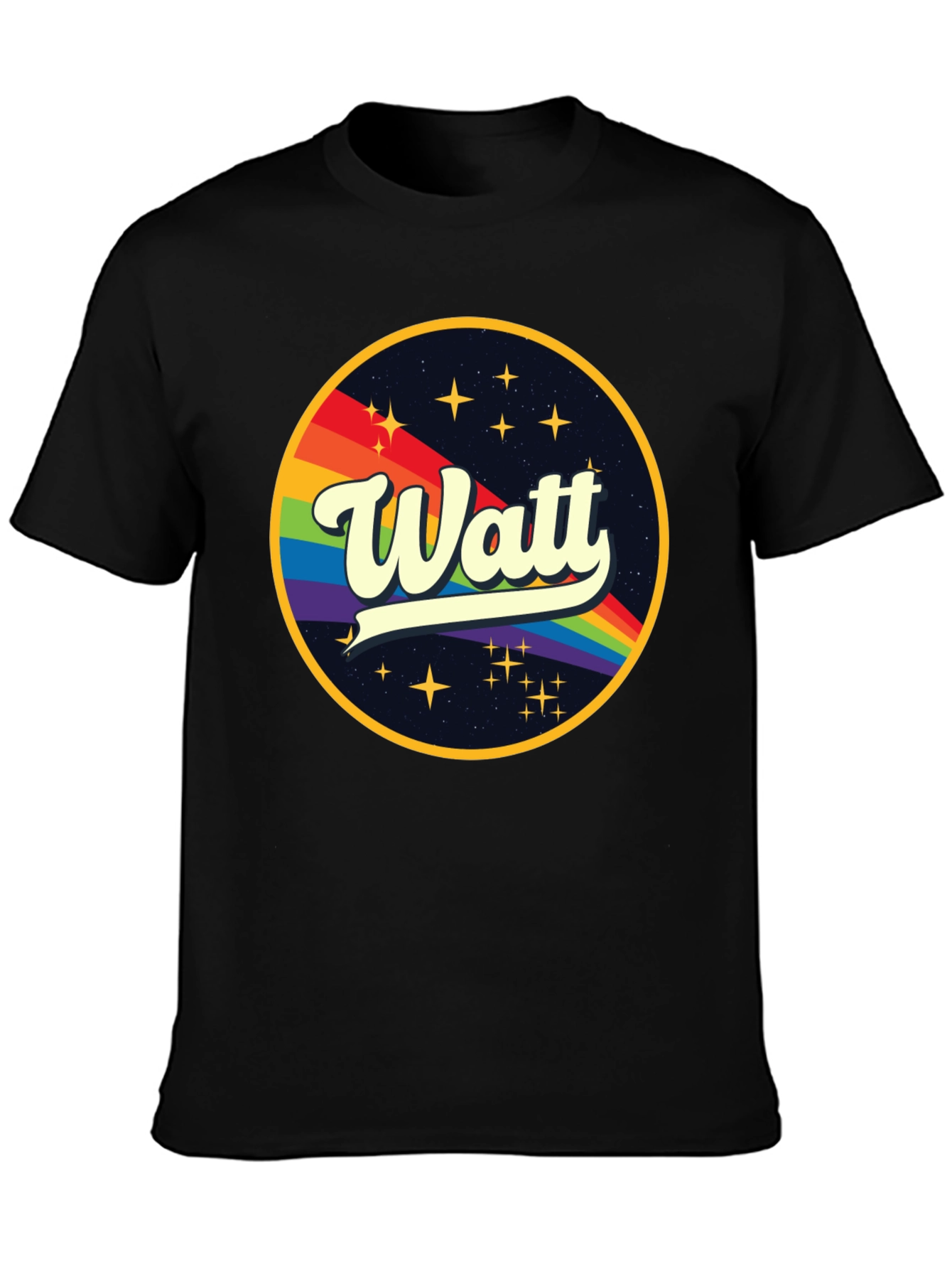 Watt Rainbow Graphic Black T-Shirt