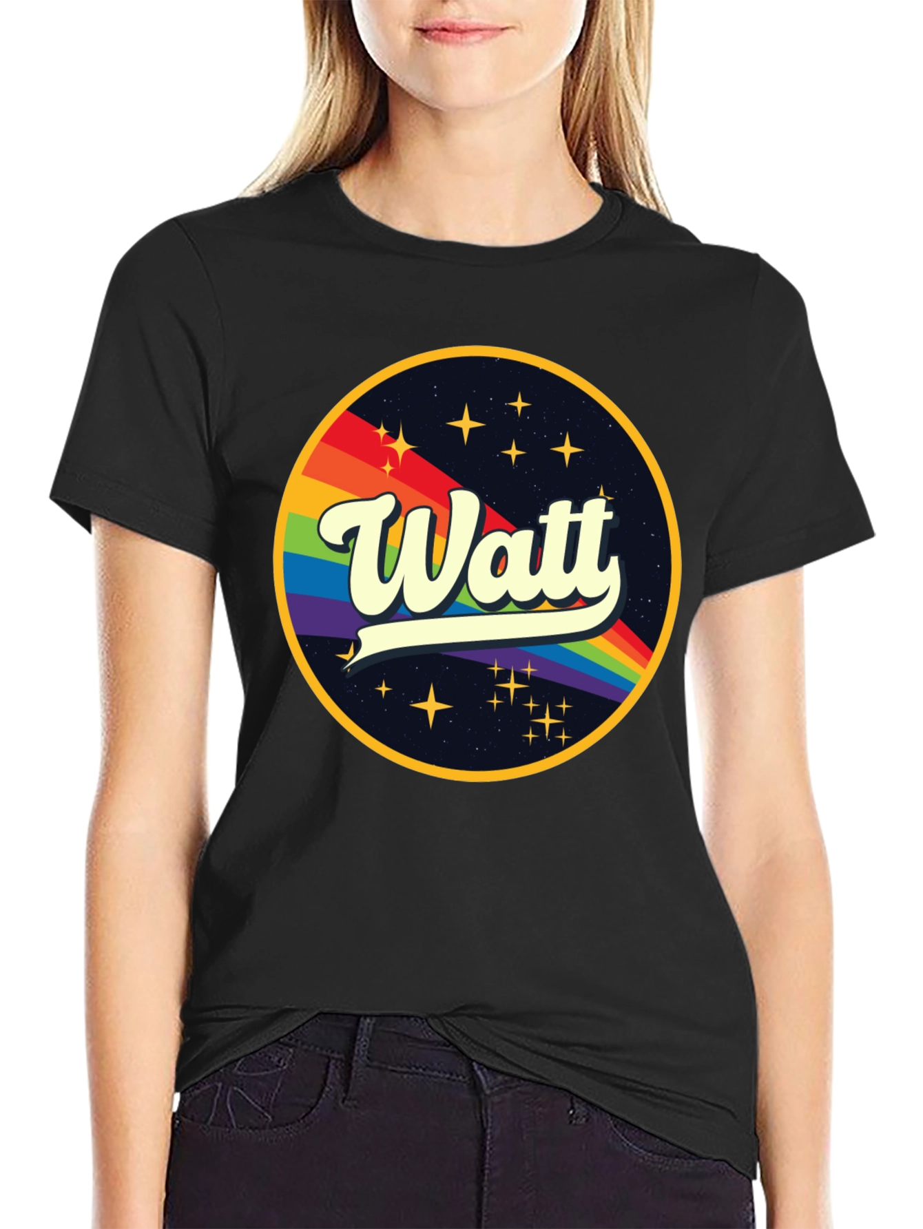 Watt Rainbow Graphic Black T-Shirt