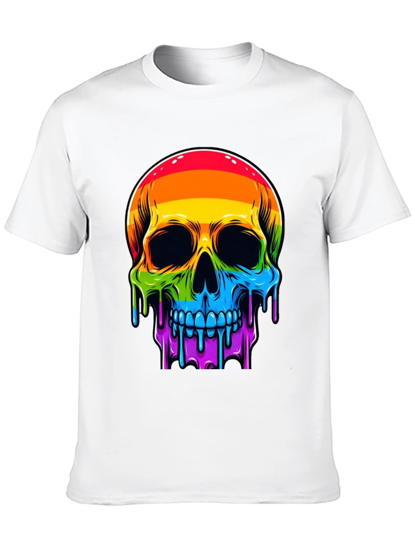 Rainbow Skull Graphic Tee - Mens Black T-Shirt