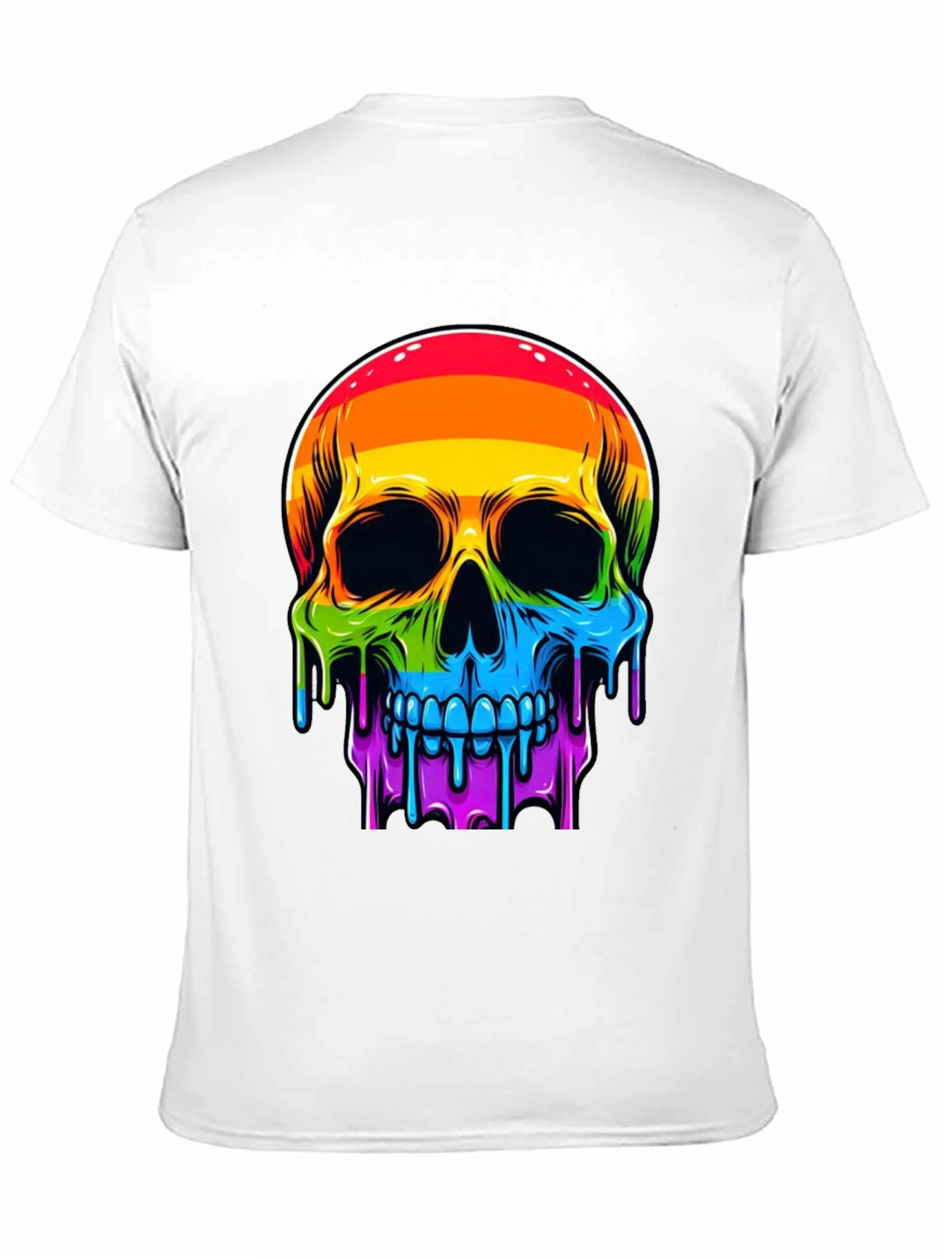 Rainbow Skull Graphic Tee - Mens Black T-Shirt