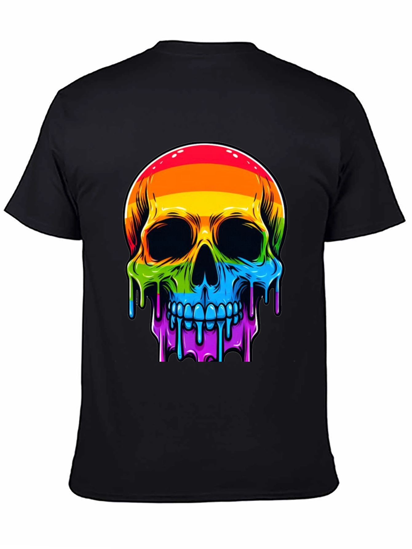 Rainbow Skull Graphic Tee - Mens Black T-Shirt
