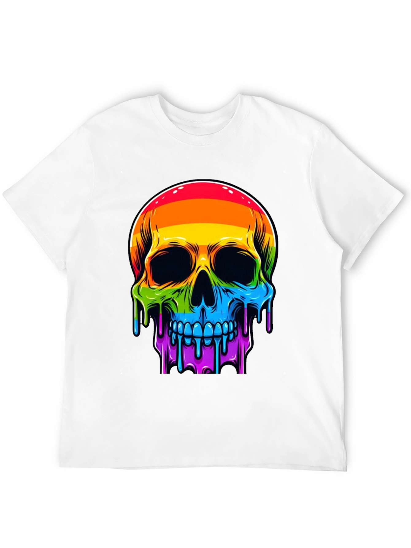 Rainbow Skull Graphic Tee - Mens Black T-Shirt