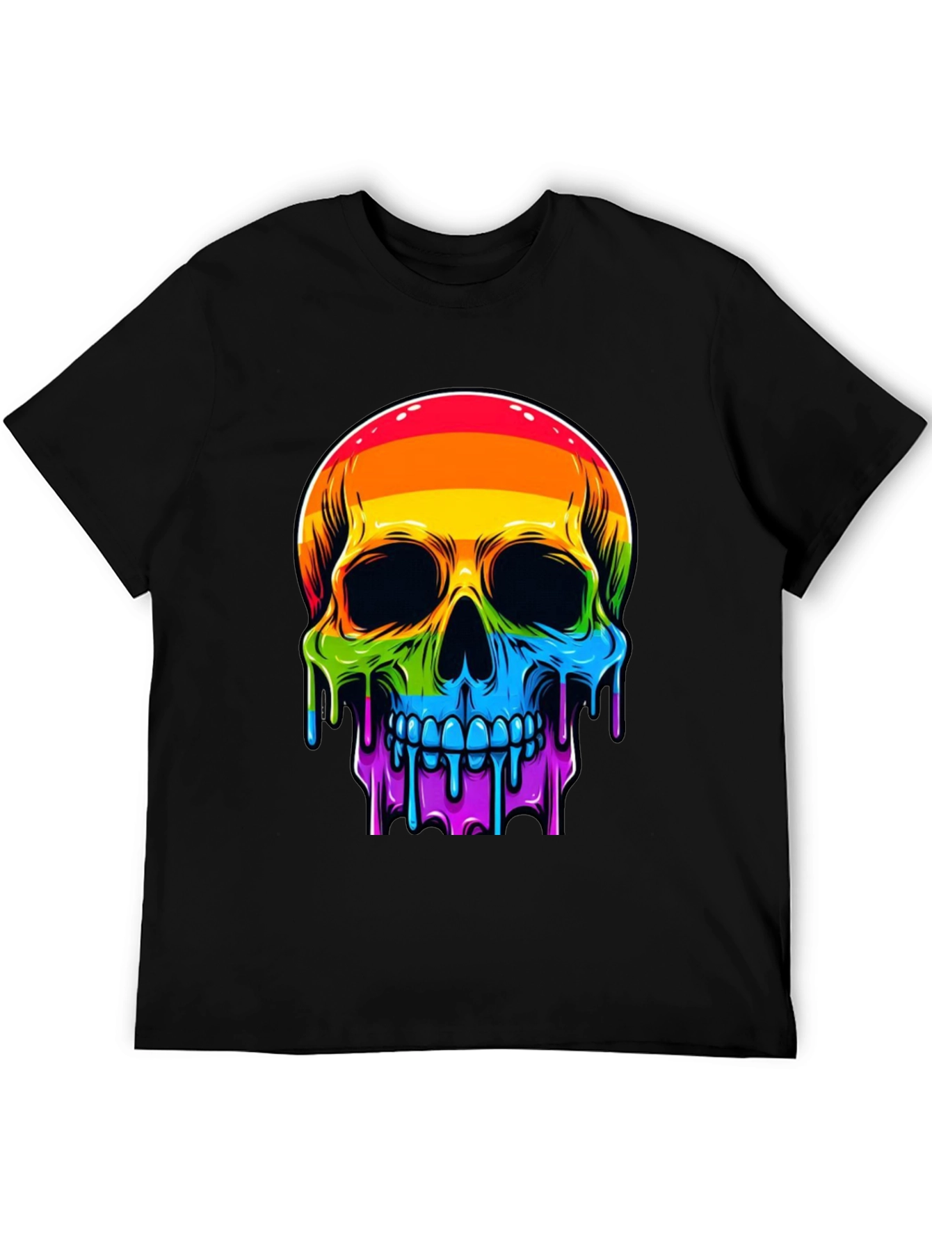 Rainbow Skull Graphic Tee - Mens Black T-Shirt