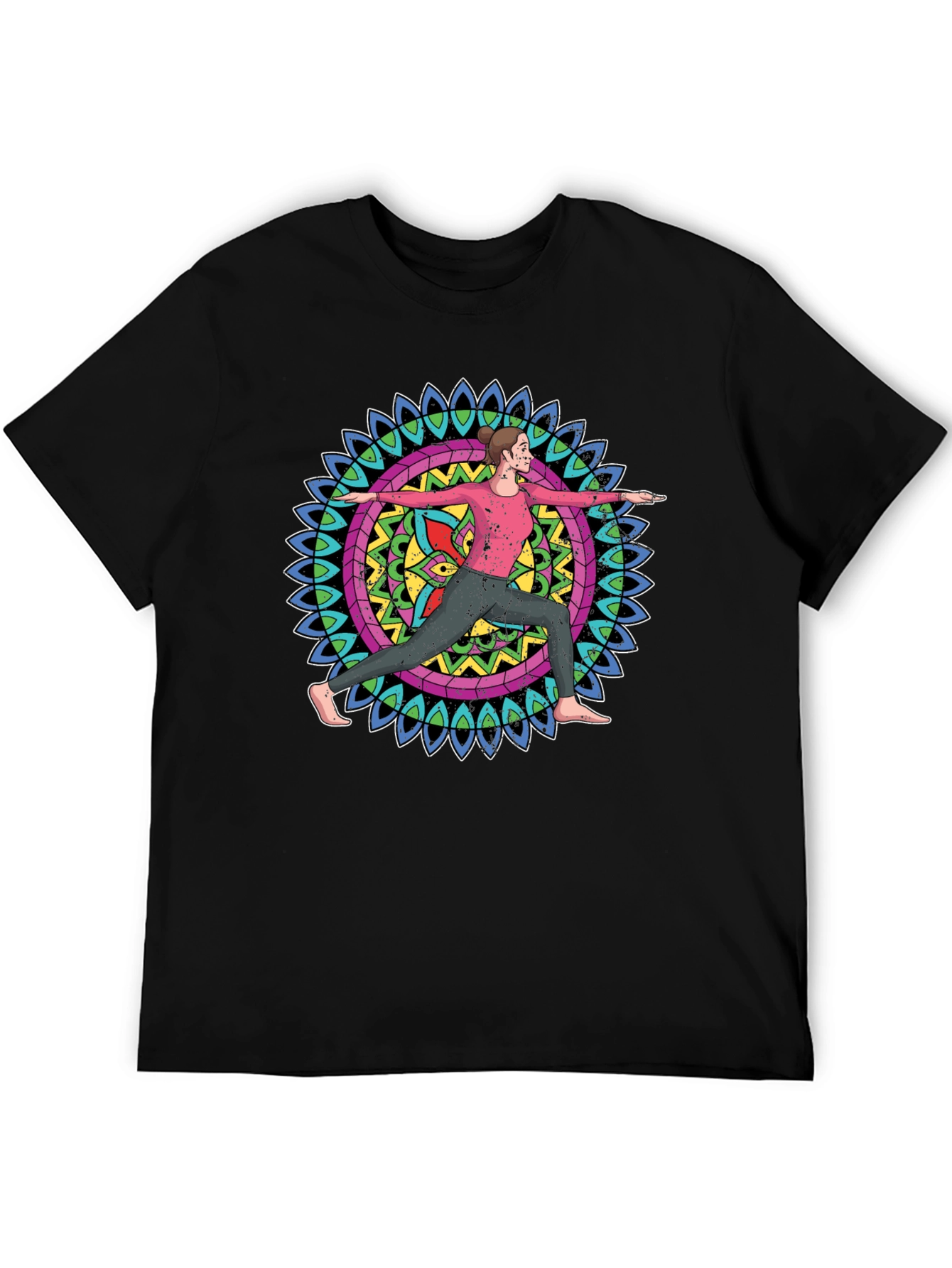 Yoga Mandala Graphic Tee - Black Cotton Blend