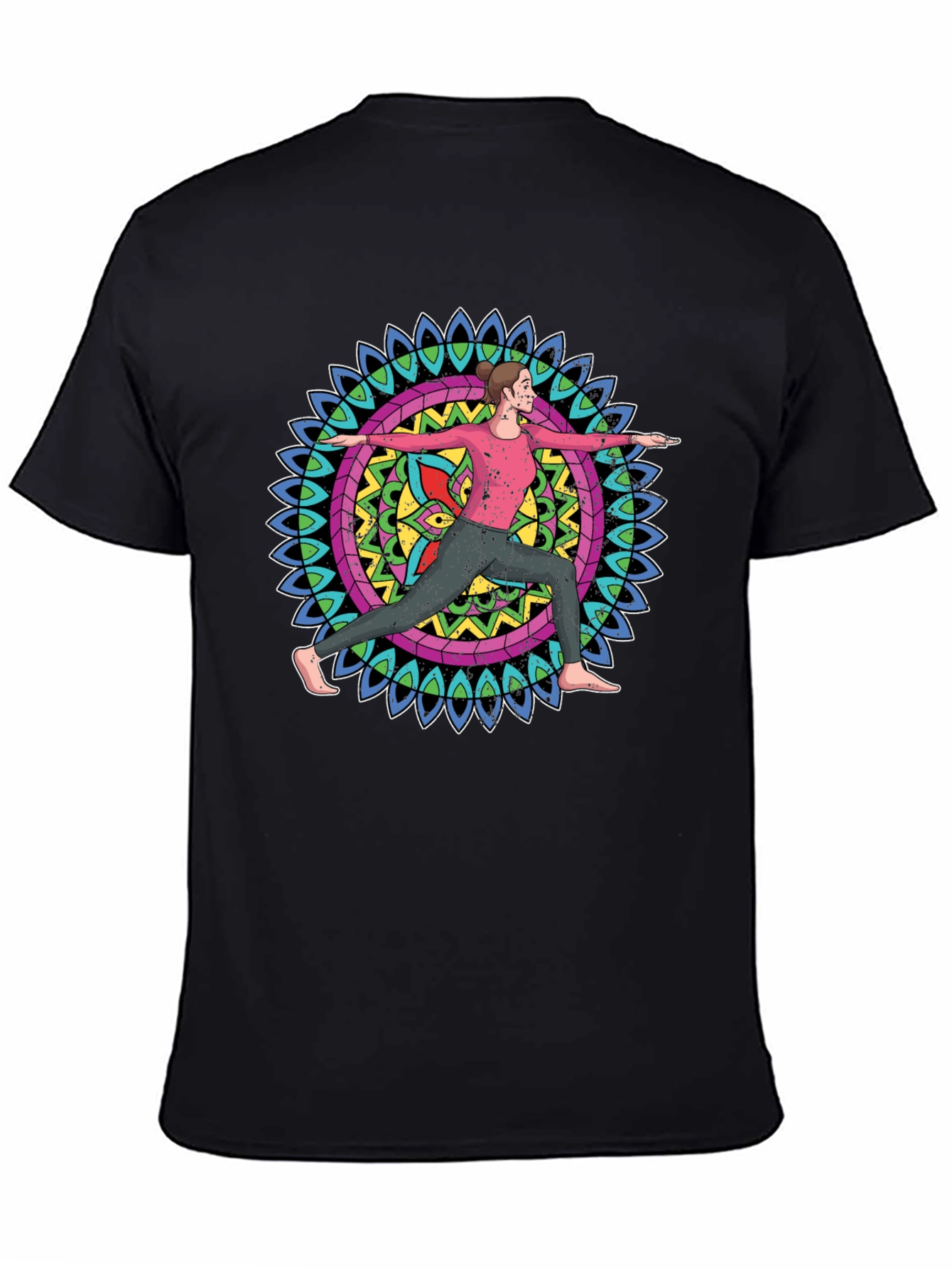 Yoga Mandala Graphic Tee - Black Cotton Blend