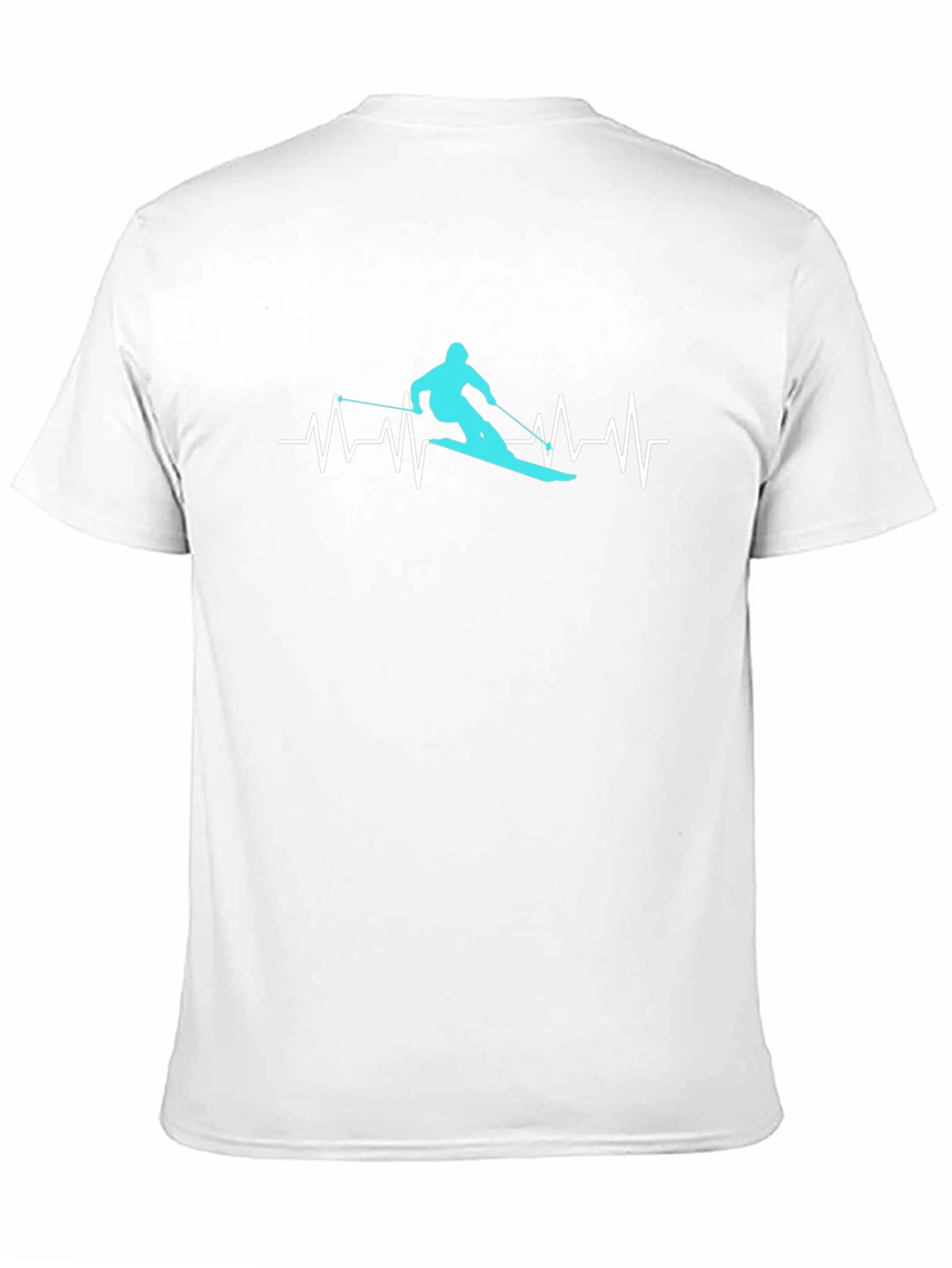 Skiing Heartbeat Graphic Tee - Black Cotton T-Shirt