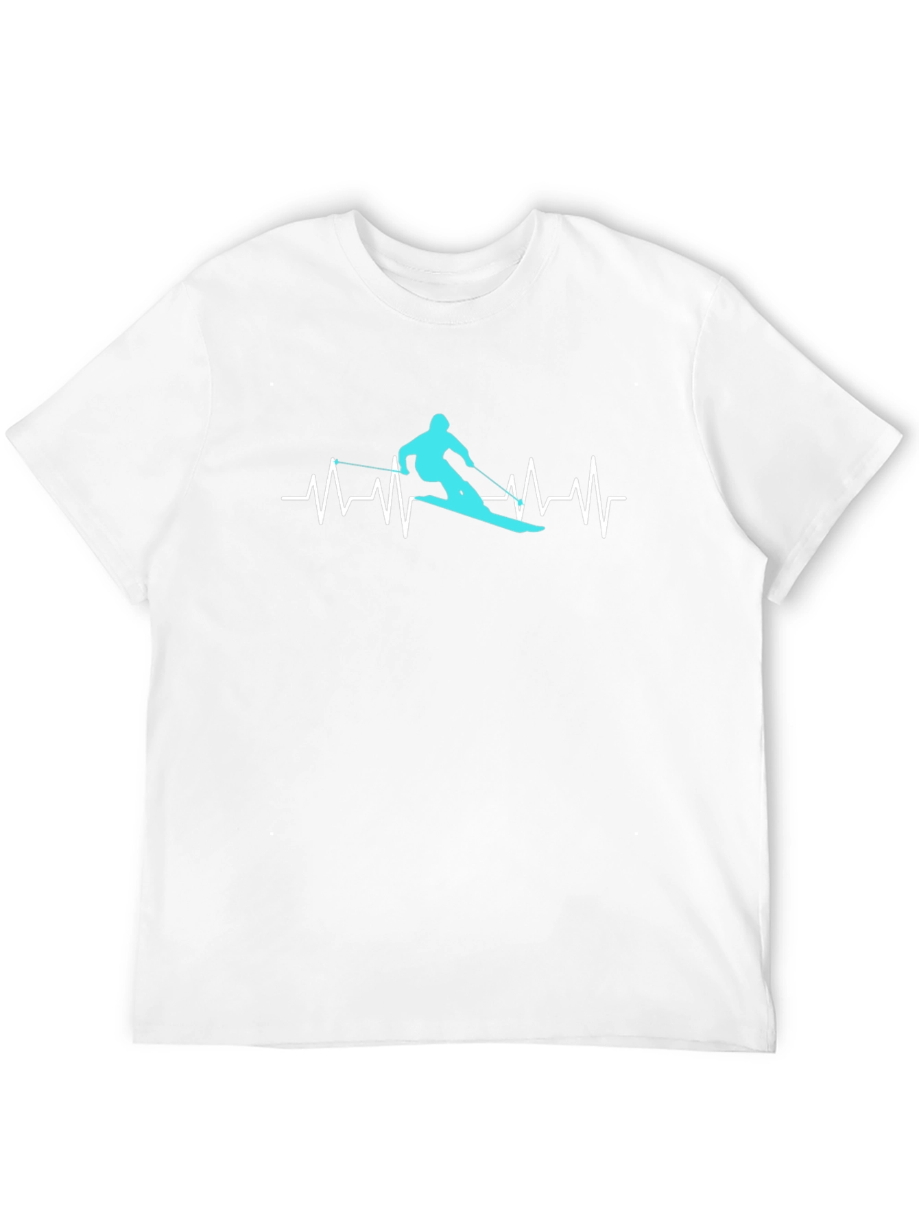 Skiing Heartbeat Graphic Tee - Black Cotton T-Shirt