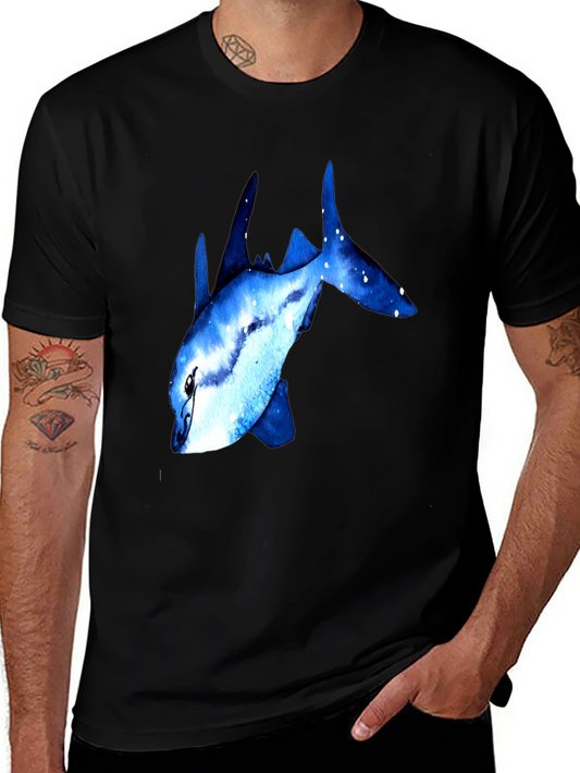 Blue Galaxy Fish Graphic T-Shirt